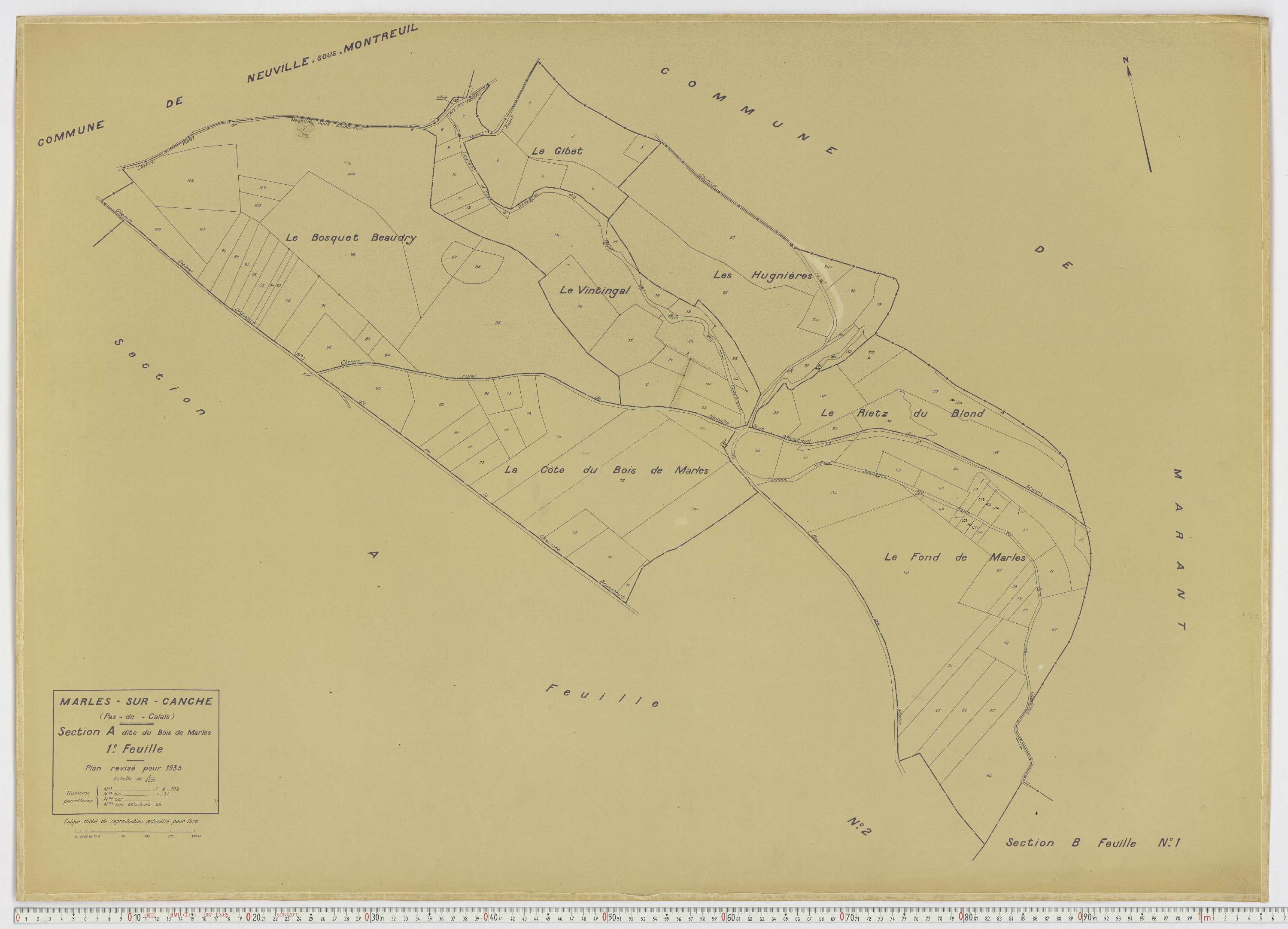 Marles-sur-Canche - Section A, feuille 1.