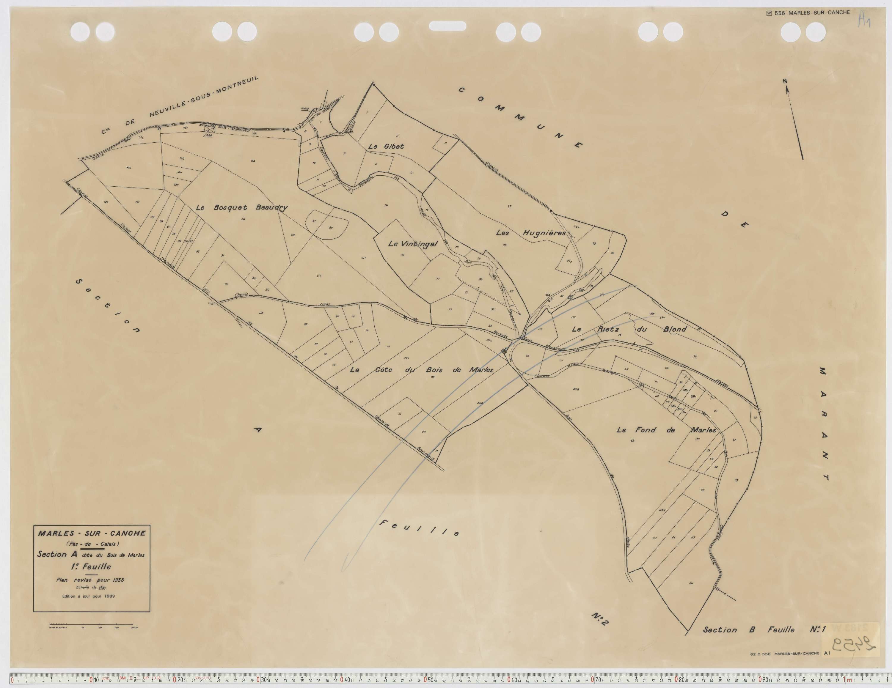 Marles-sur-Canche - Section A, feuille 1.