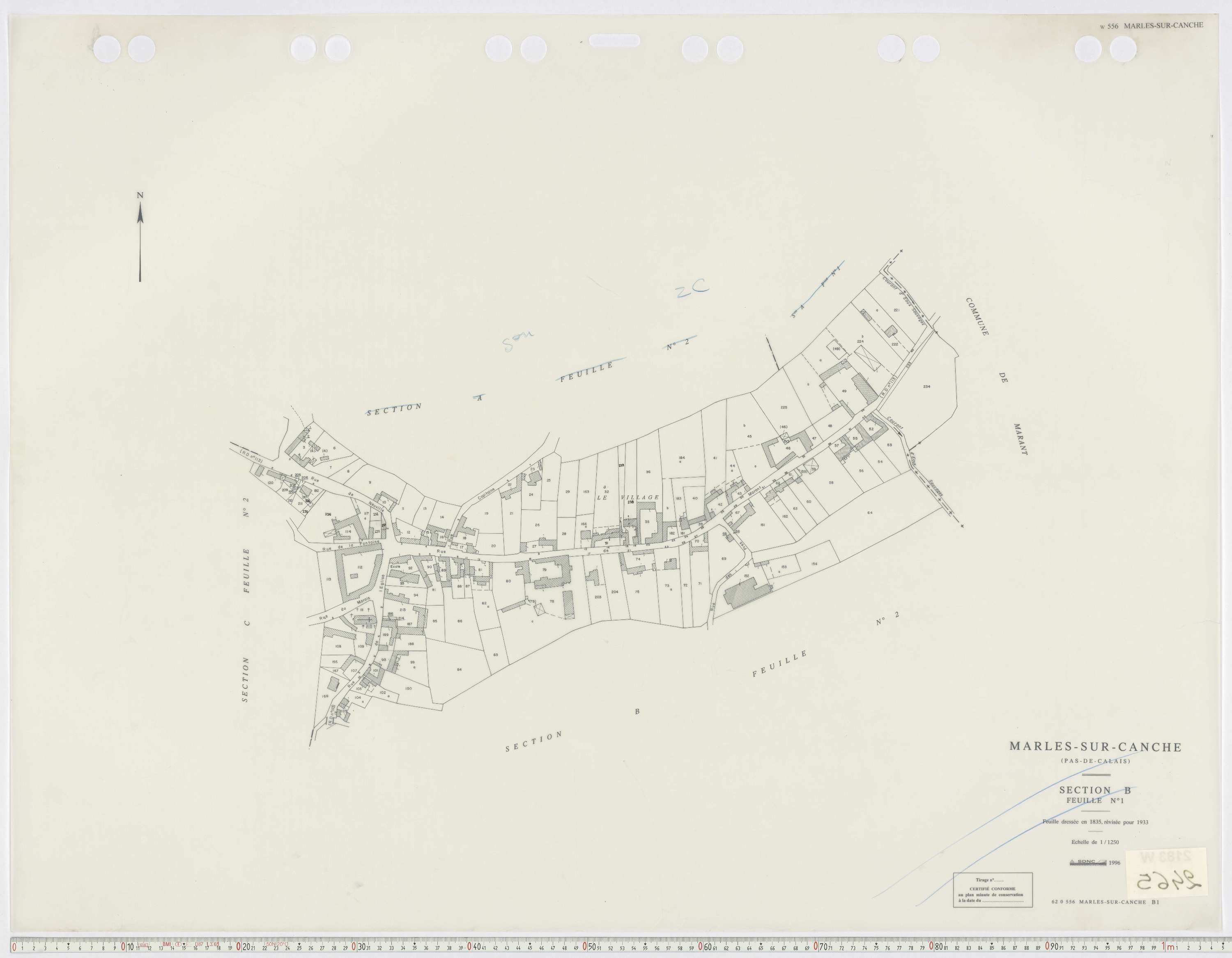 Marles-sur-Canche - Section B, feuille 1.