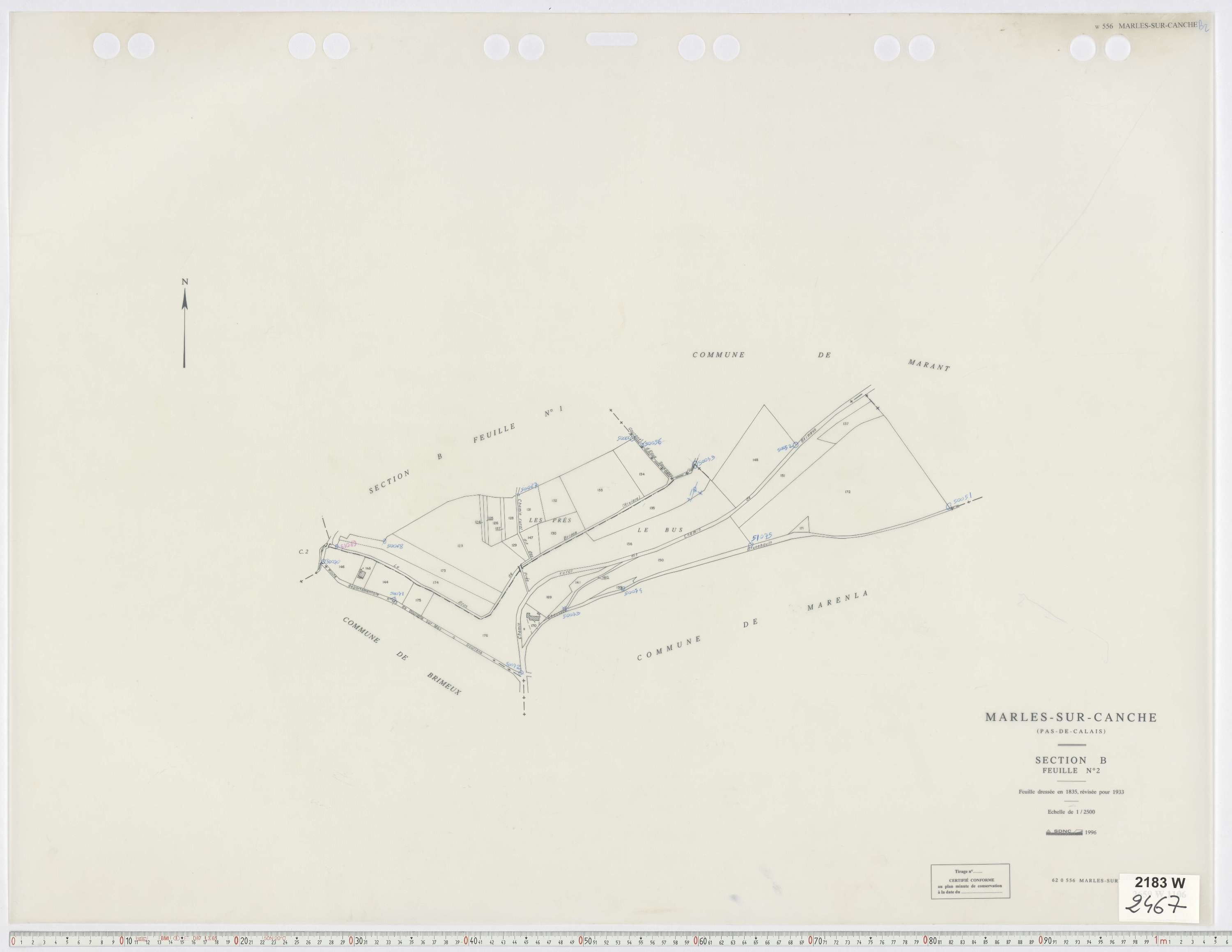 Marles-sur-Canche - Section B, feuille 2.