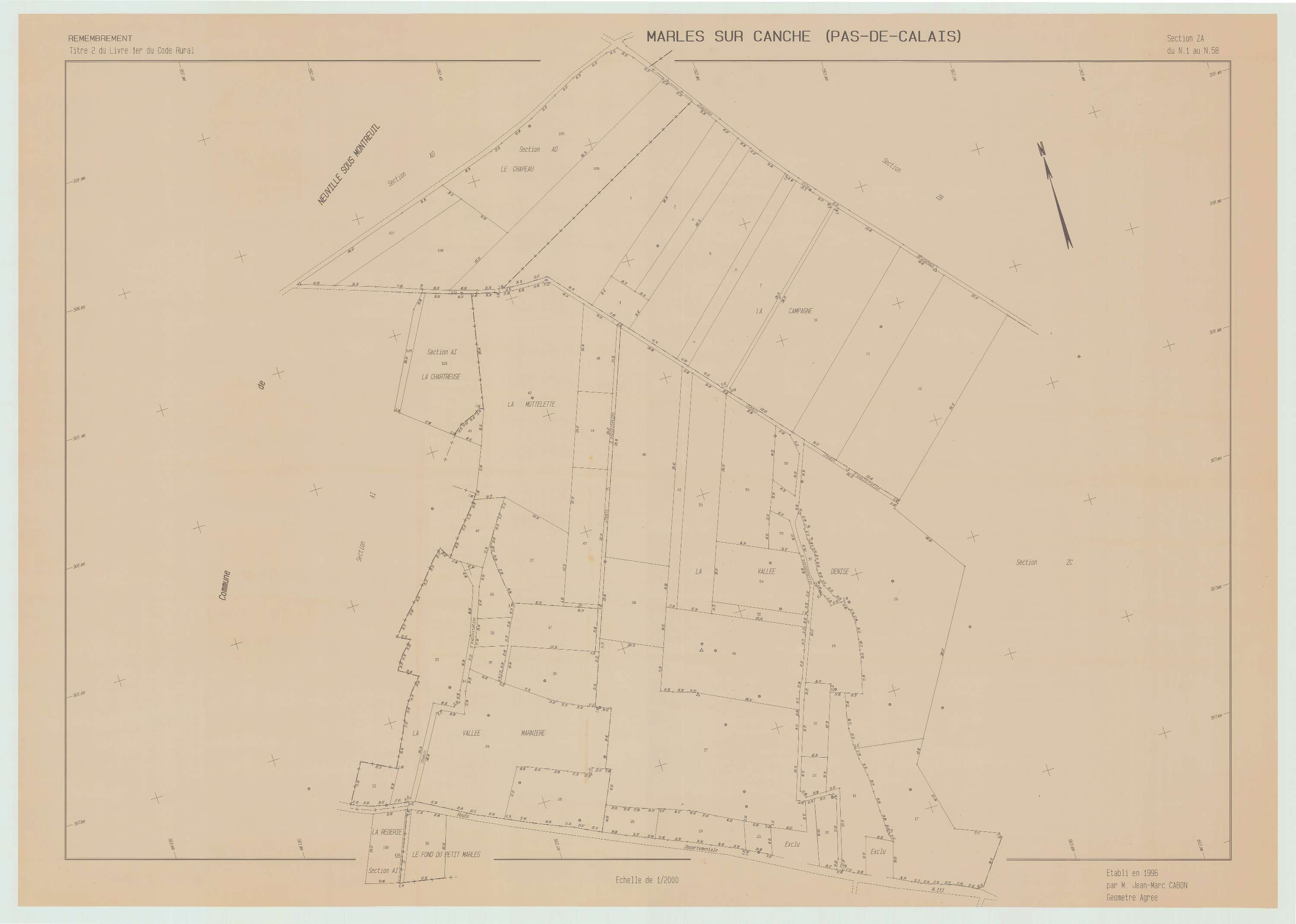 Marles-sur-Canche - Plan de remembrement : section ZA.