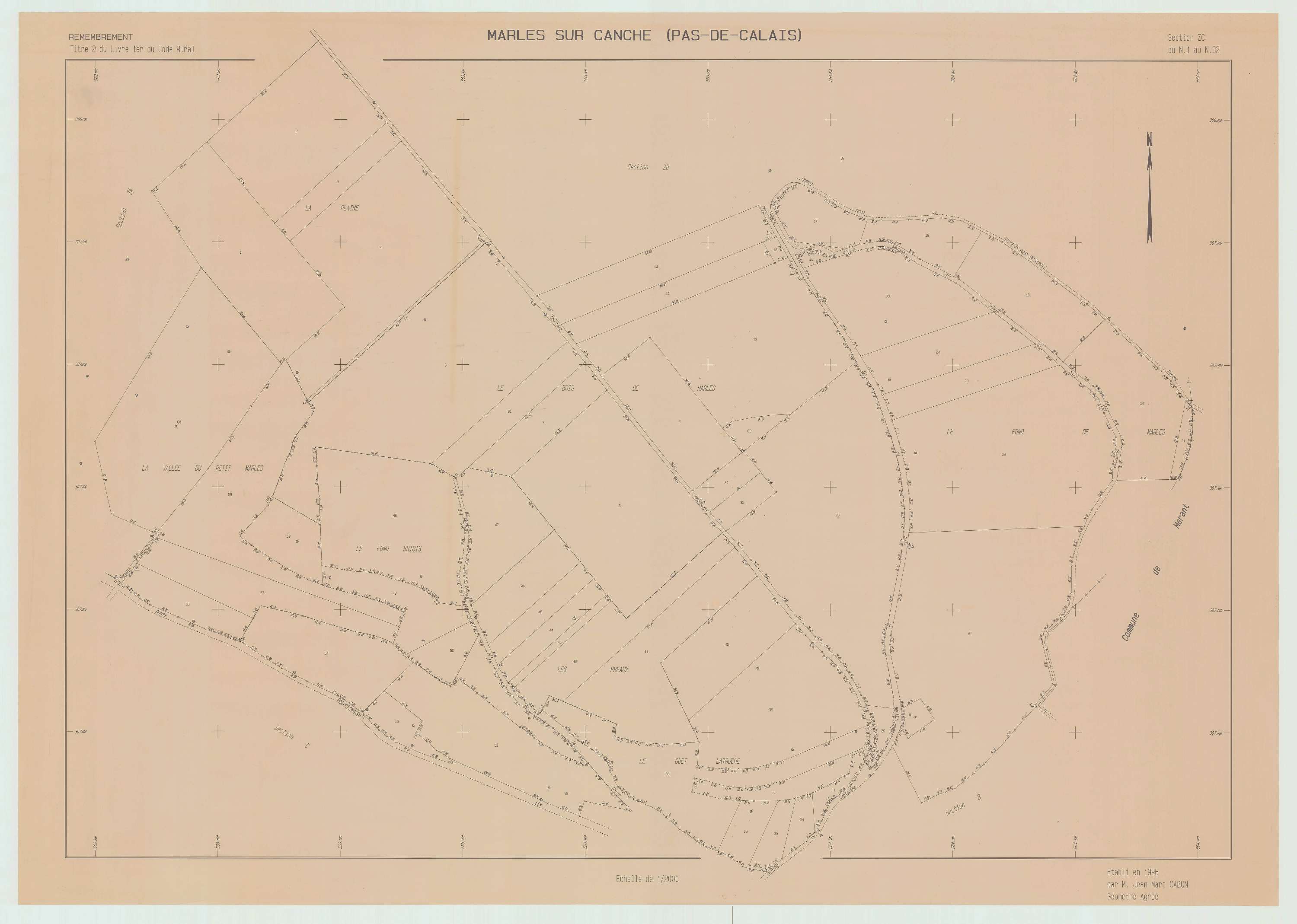 Marles-sur-Canche - Plan de remembrement : section ZC.
