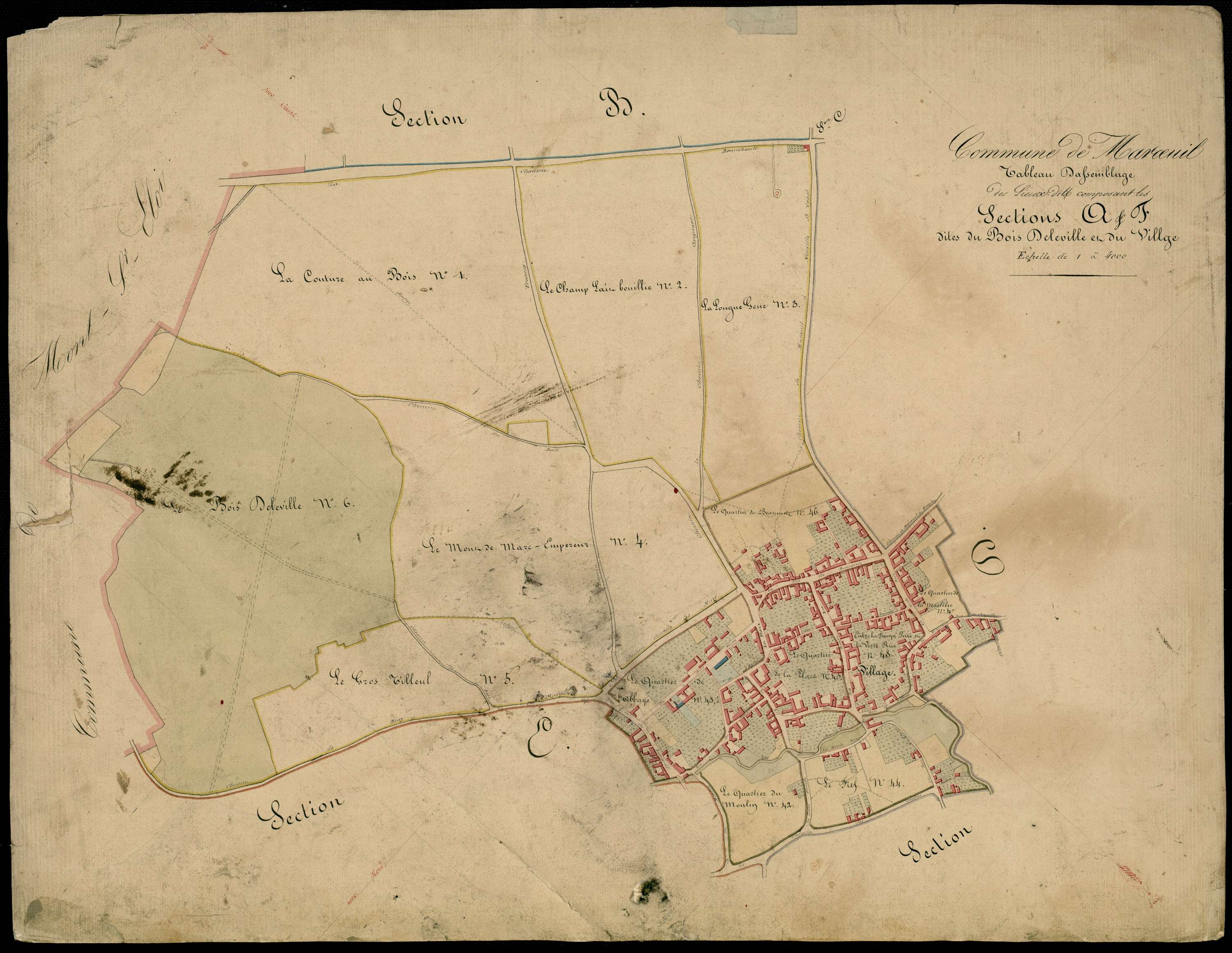 Marœuil - Sections A et F : tableau d'assemblage