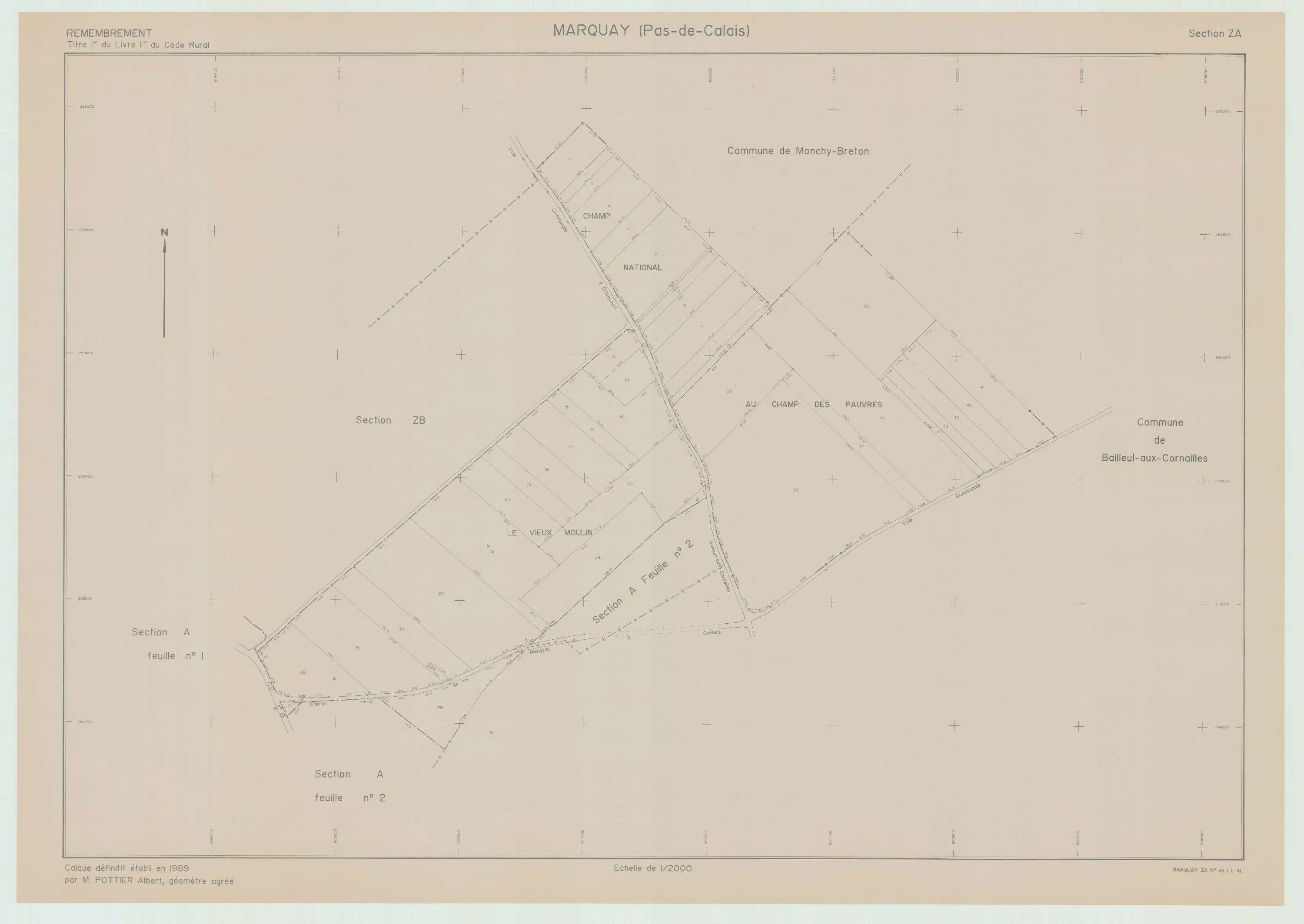 Marquay - Plan de remembrement : section ZA.
