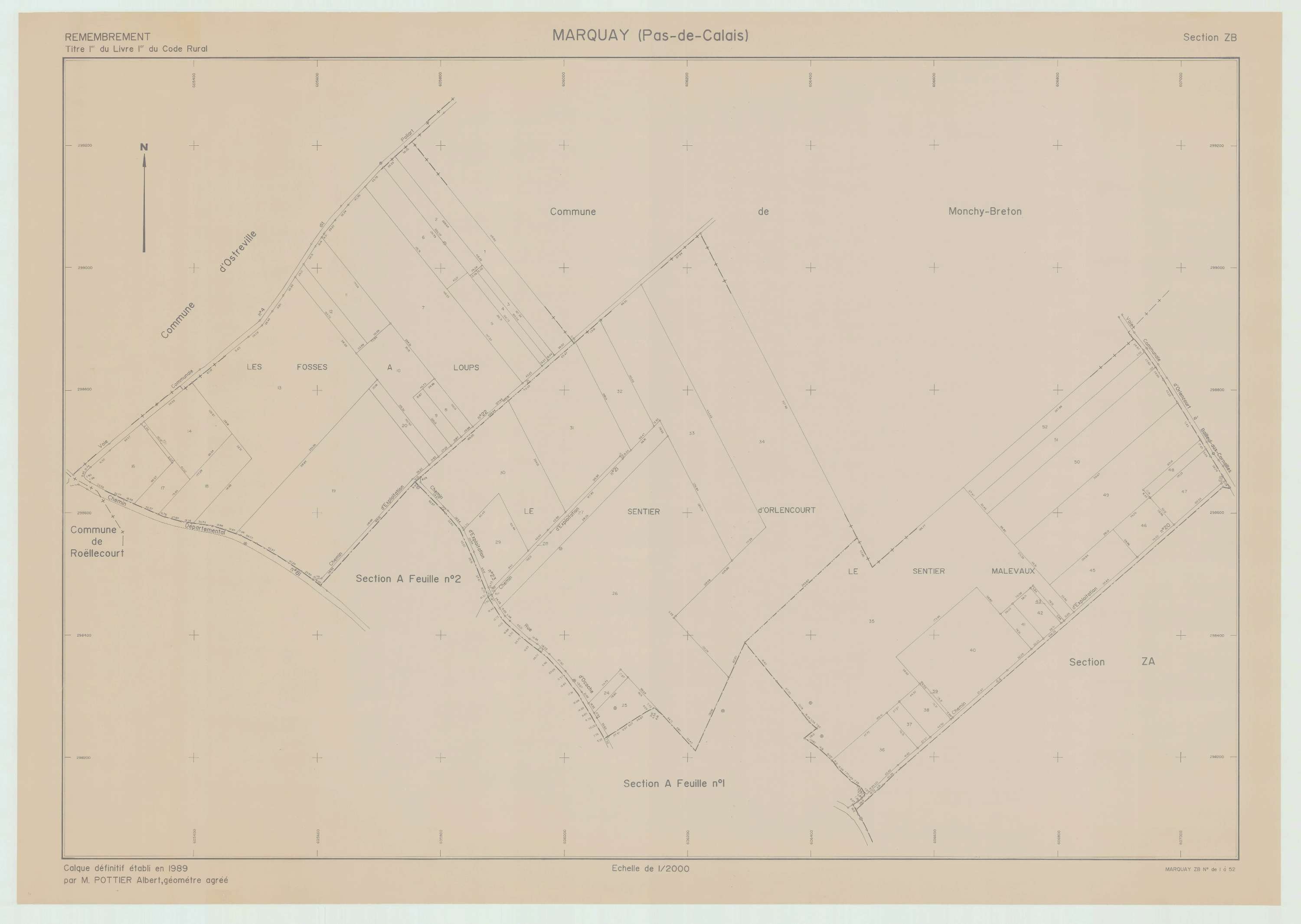 Marquay - Plan de remembrement : section ZB.