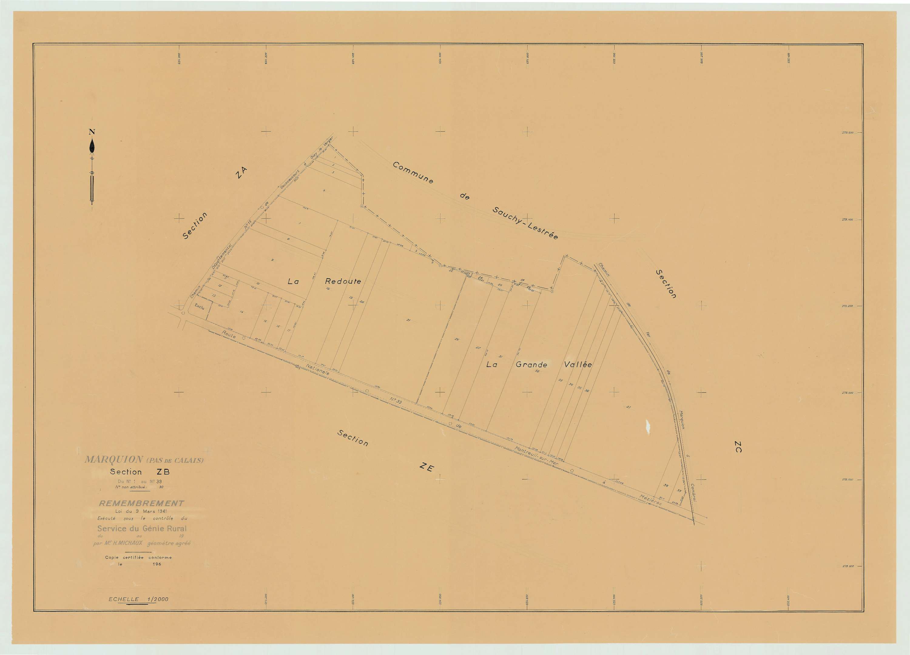 Marquise - Plan de remembrement : section ZB.