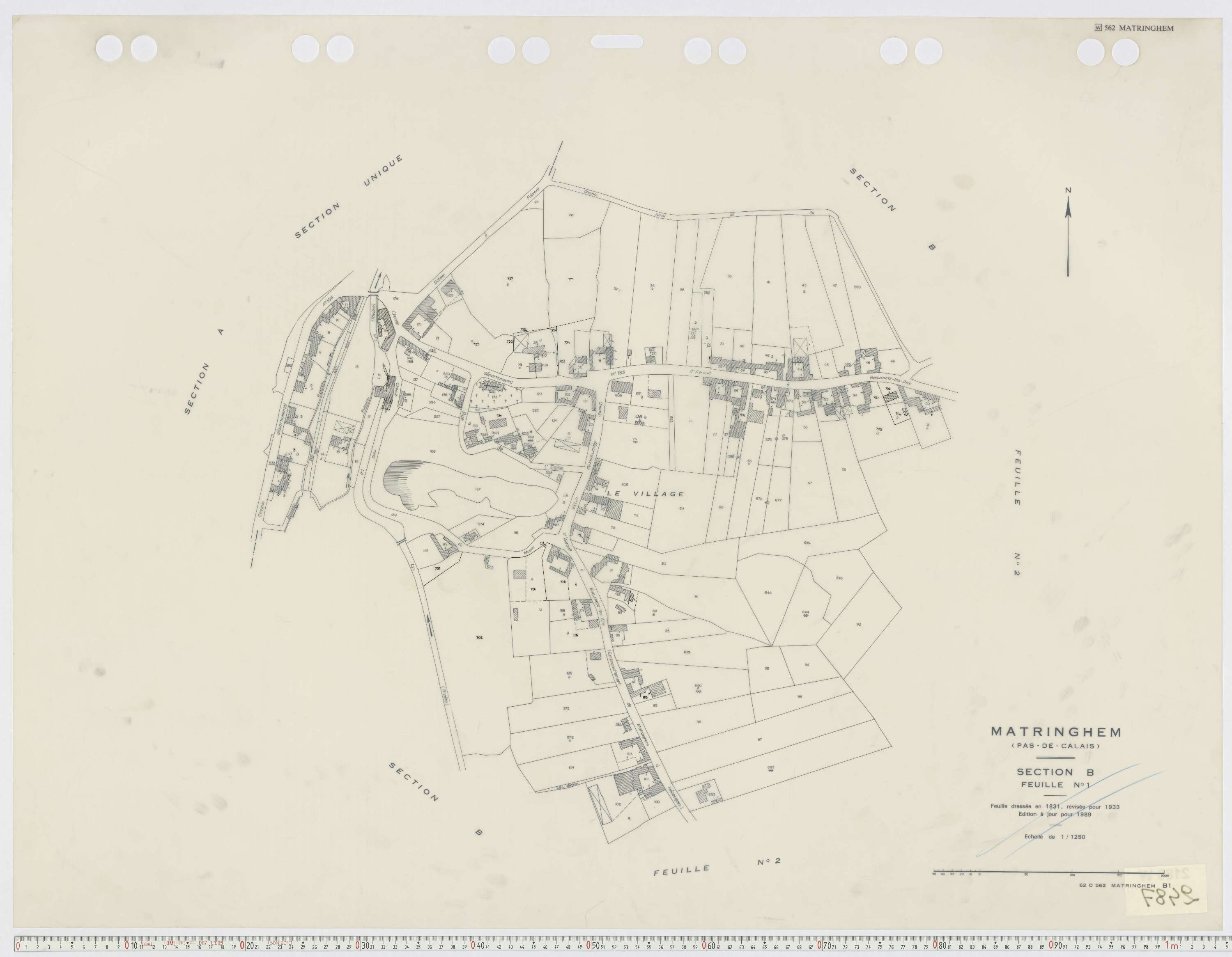 Matringhem - Section B, feuille 1.