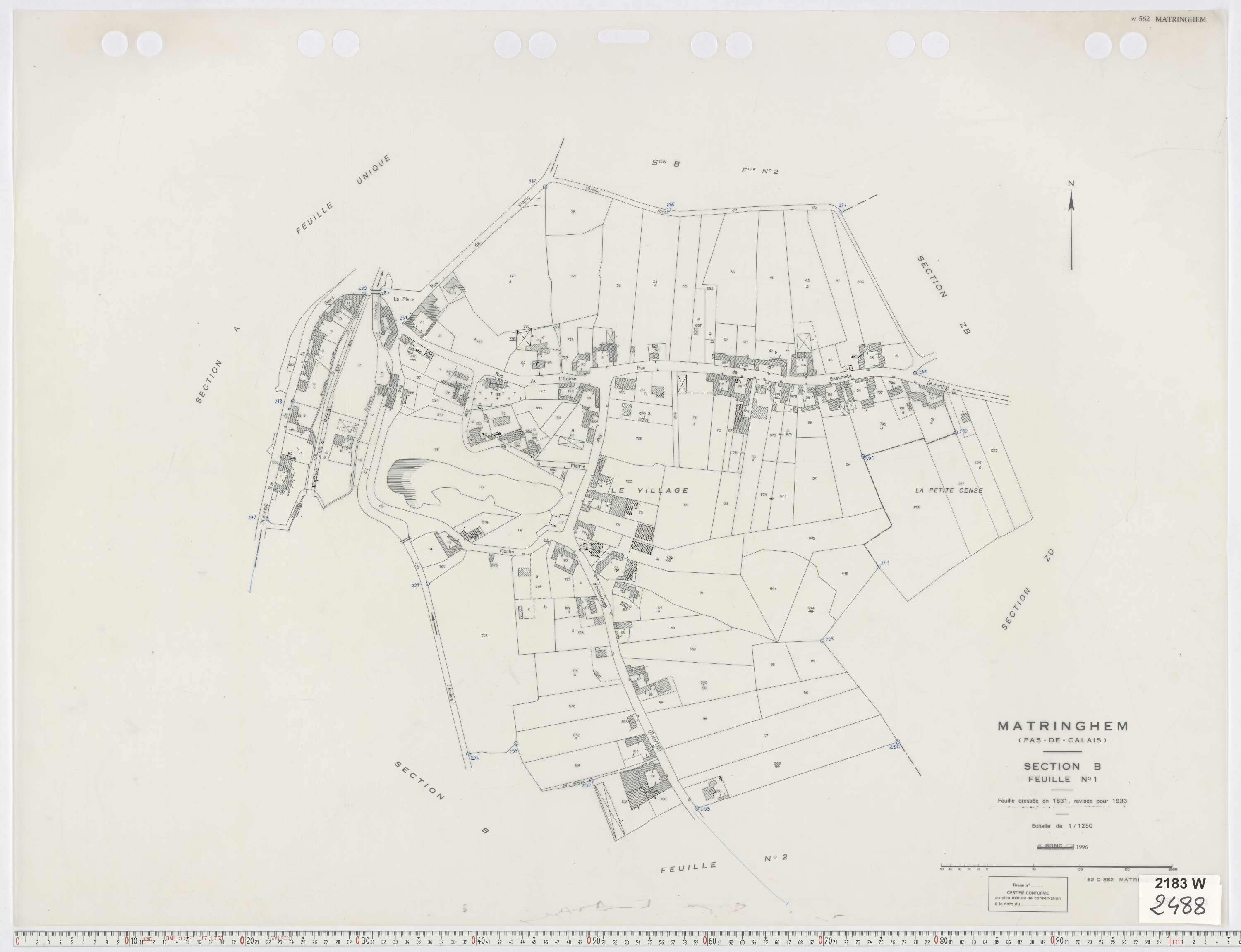 Matringhem - Section B, feuille 1.