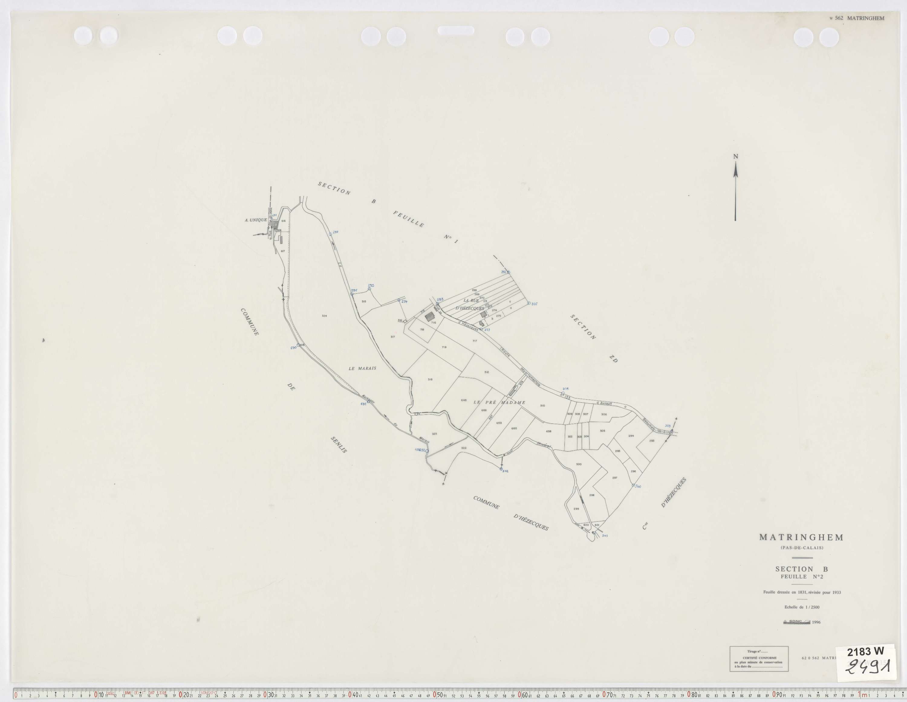 Matringhem - Section B, feuille 2.