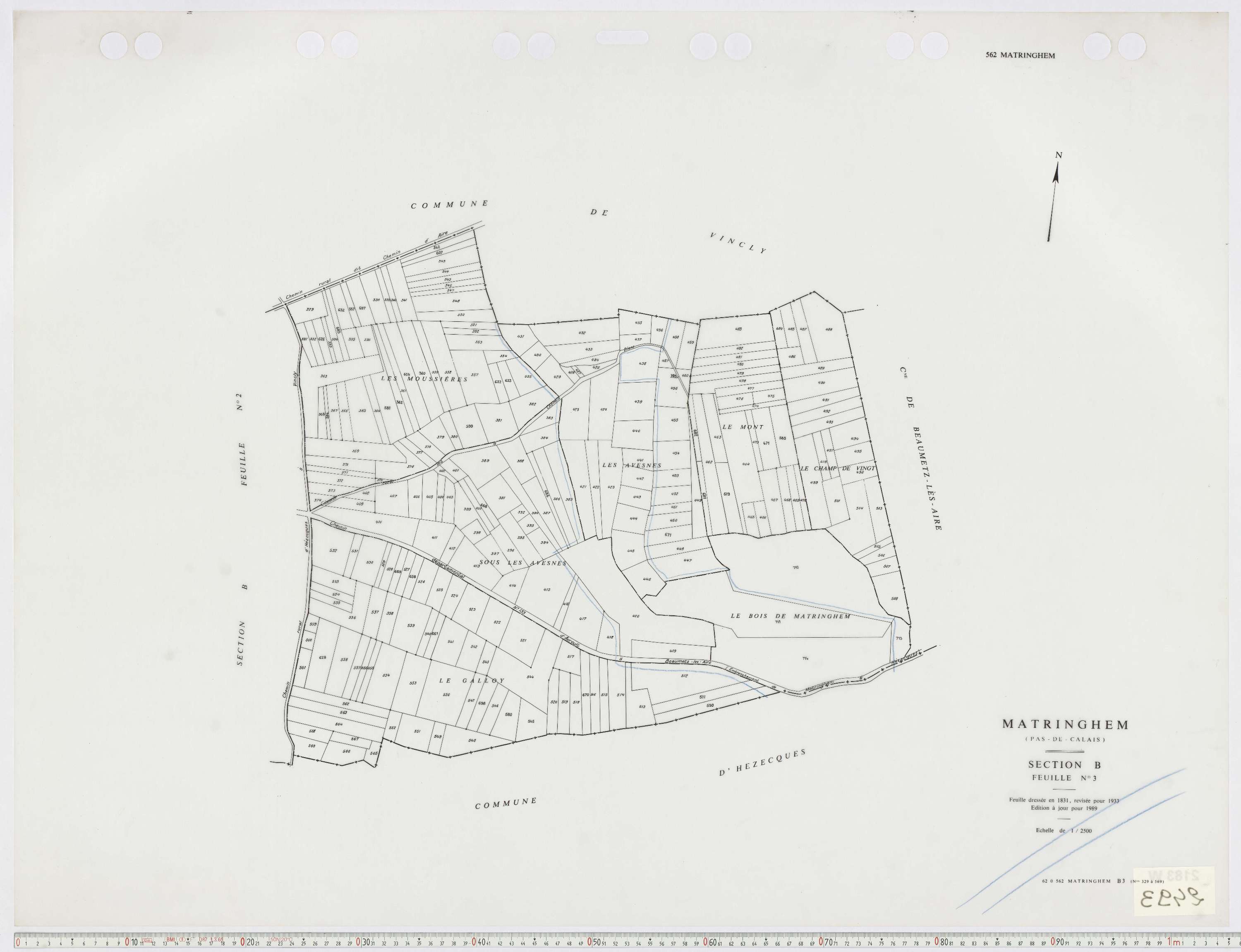 Matringhem - Section B, feuille 3.