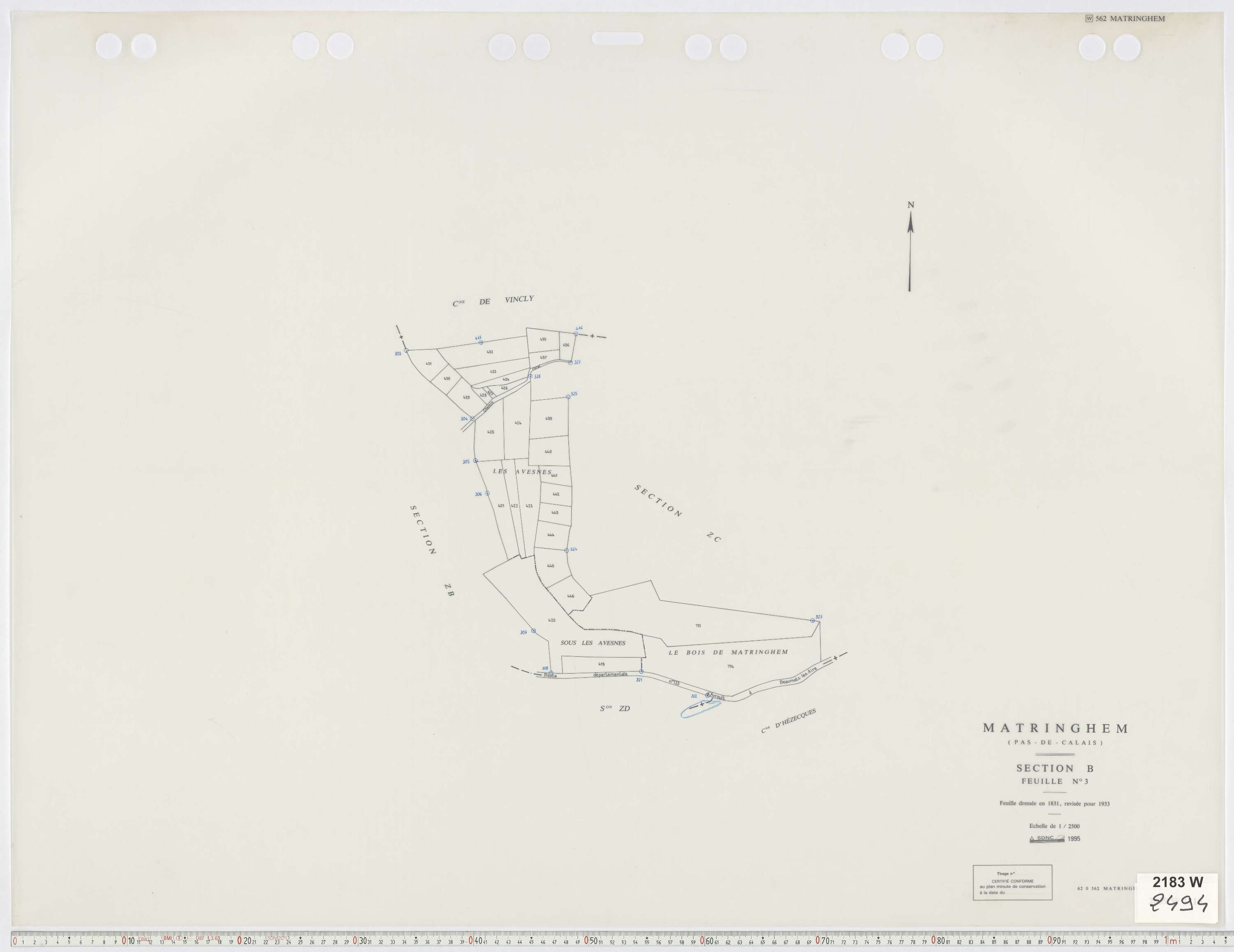 Matringhem - Section B, feuille 3.