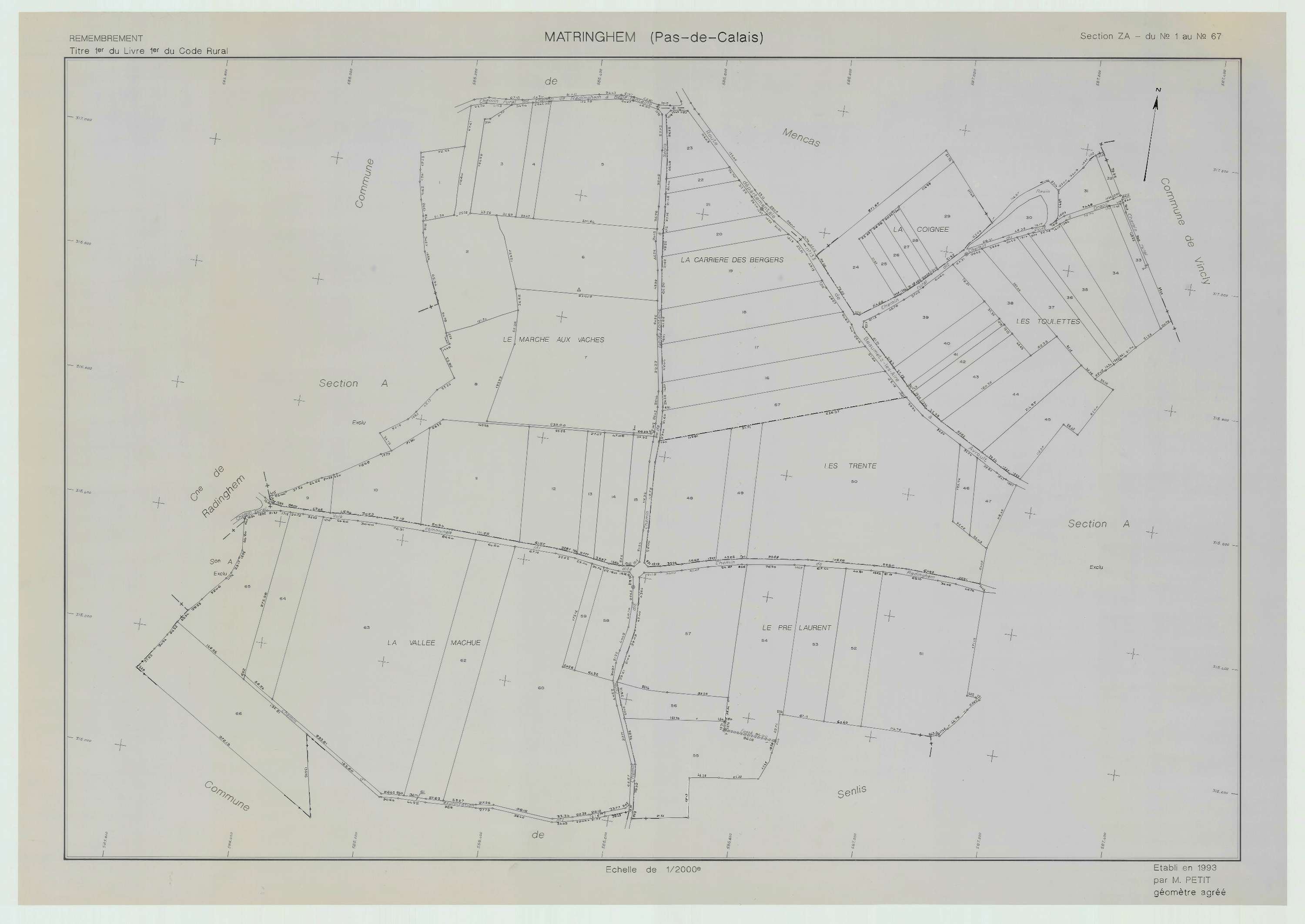 Matringhem - Plan de remembrement : section ZA.