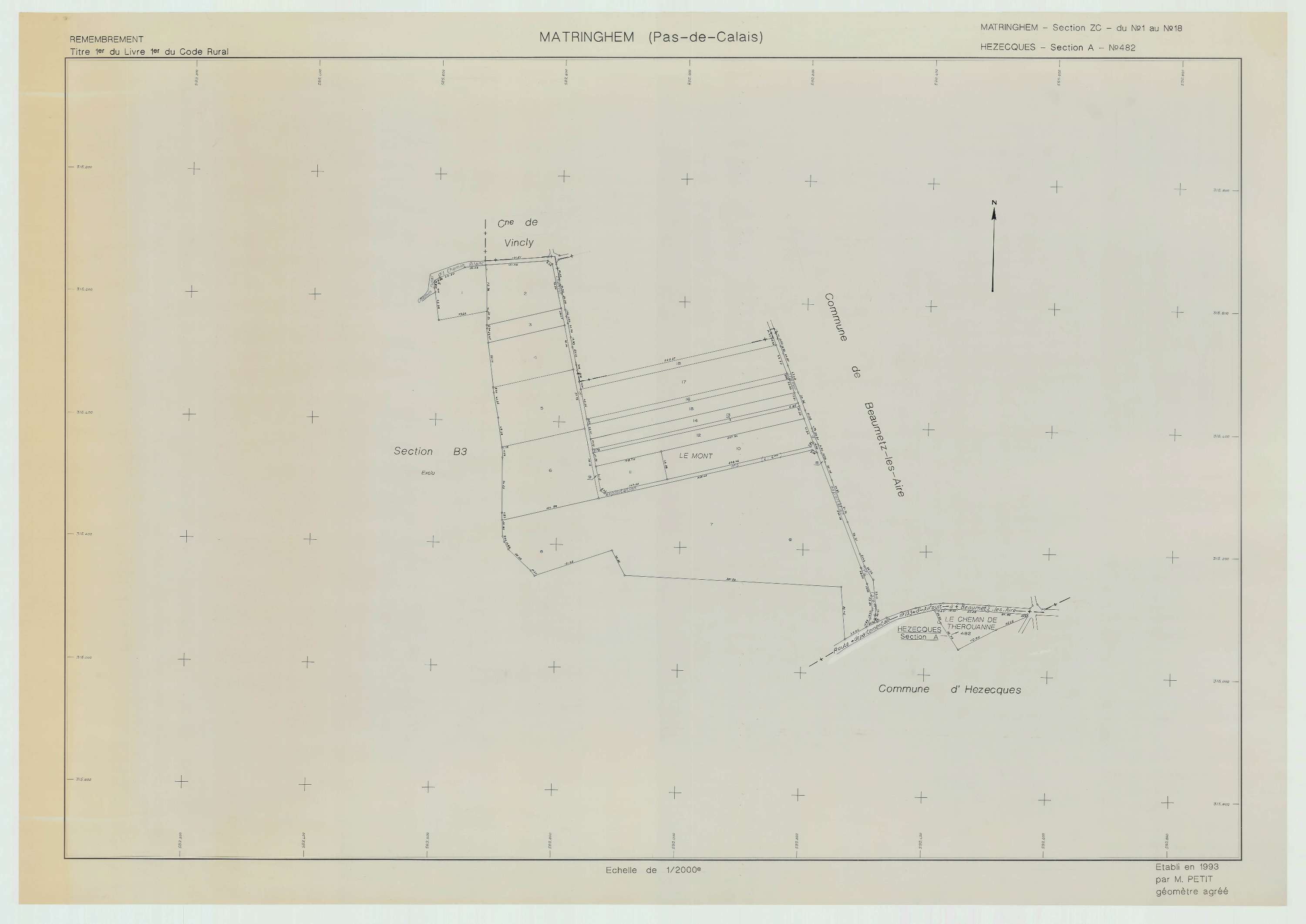 Matringhem - Plan de remembrement : section ZC.