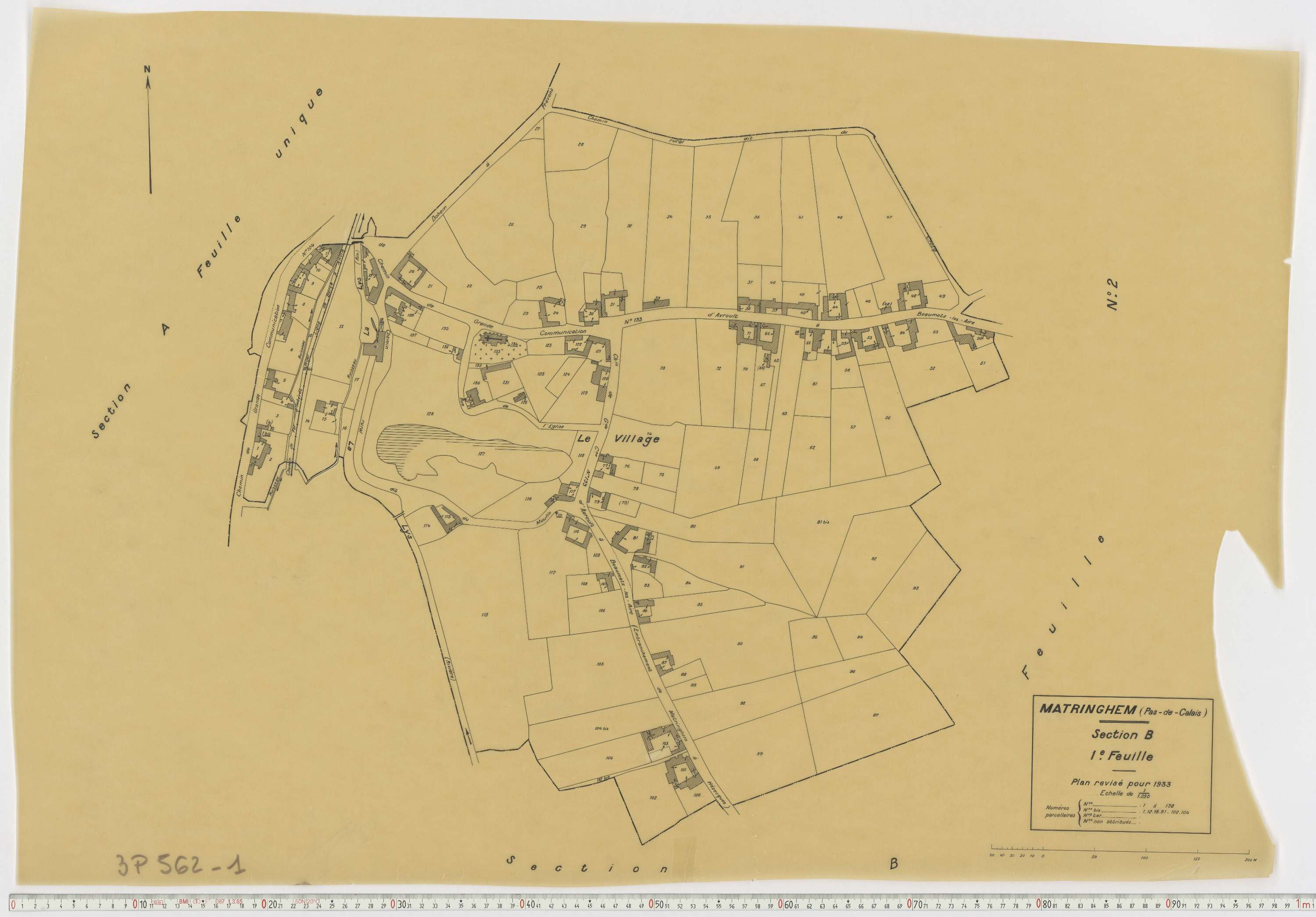 Matringhem - Section B, feuille 1.