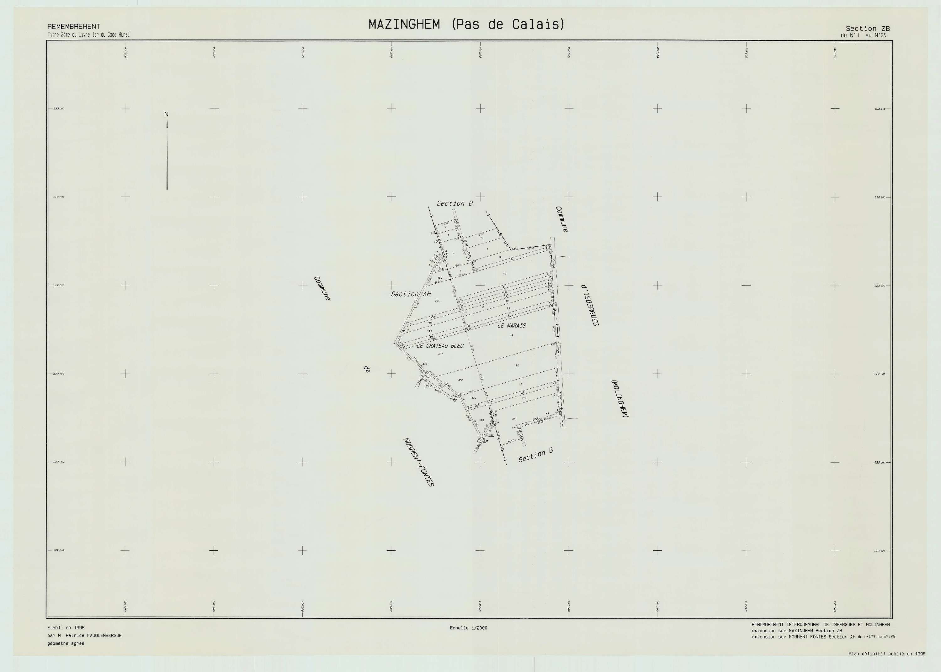 Mazinghem - Plan de remembrement : section ZB.