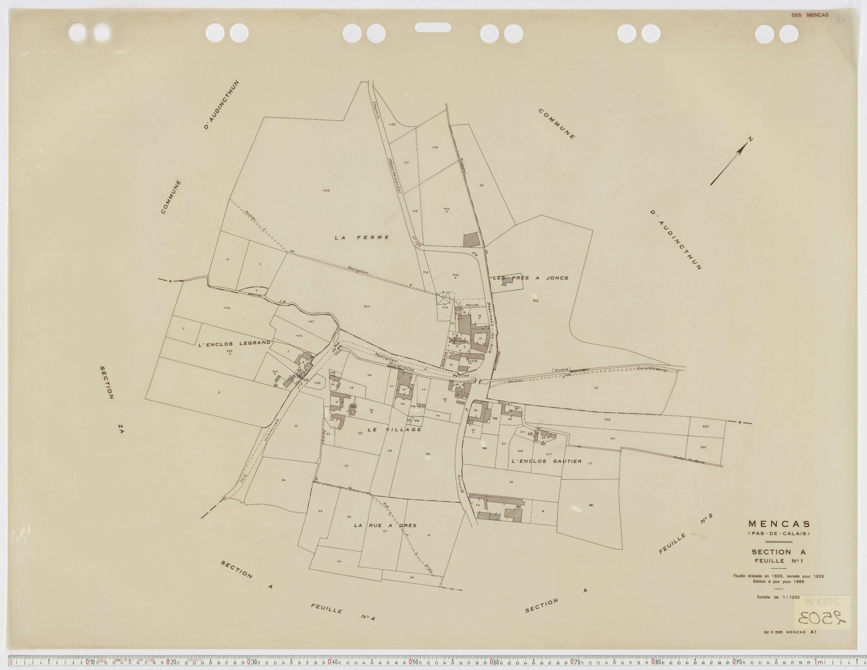 Mencas - Section A, feuille 1.