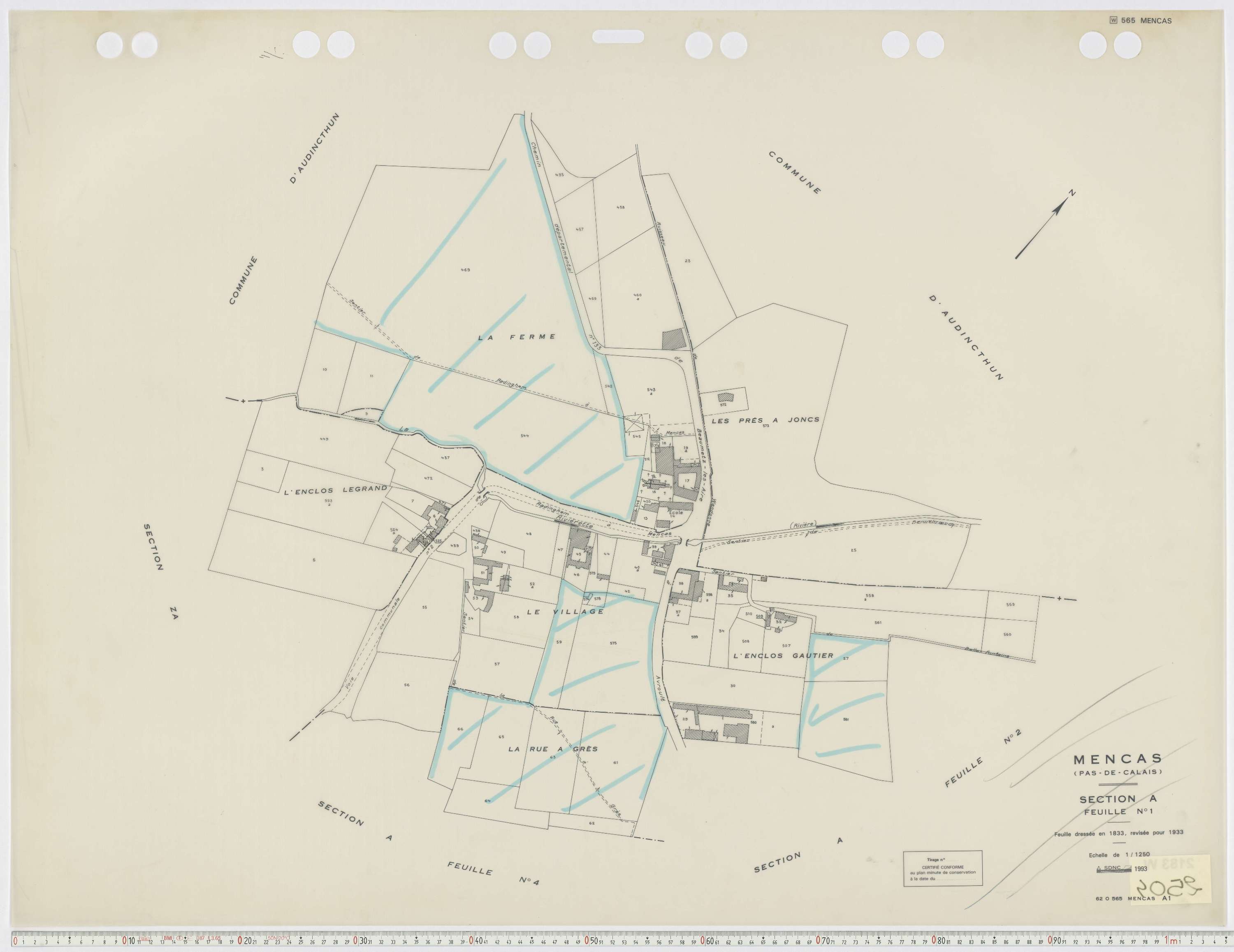 Mencas - Section A, feuille 1.