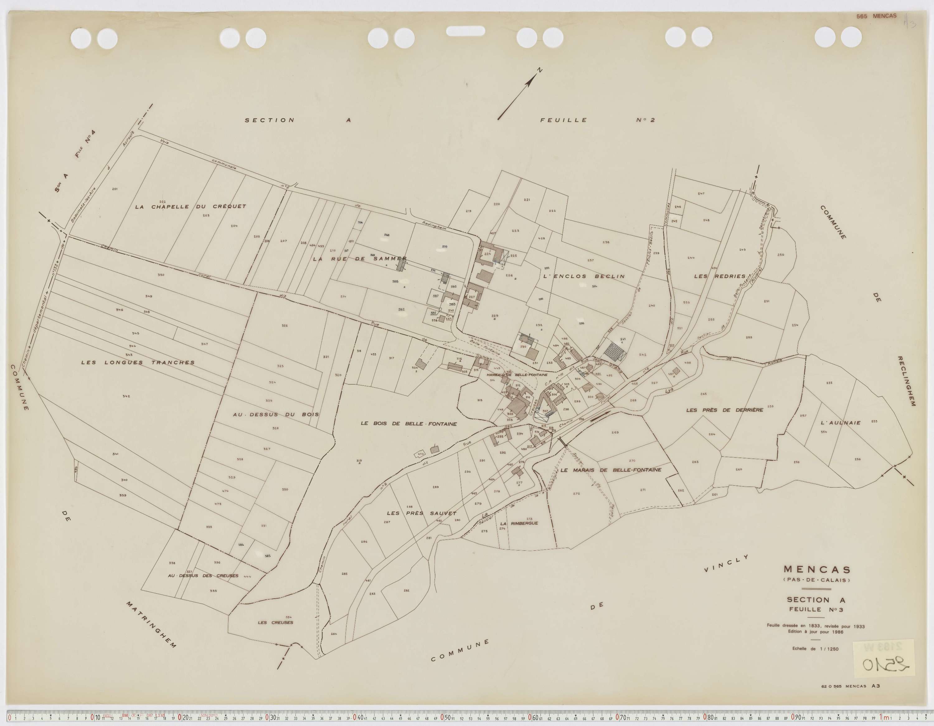 Mencas - Section A, feuille 3.