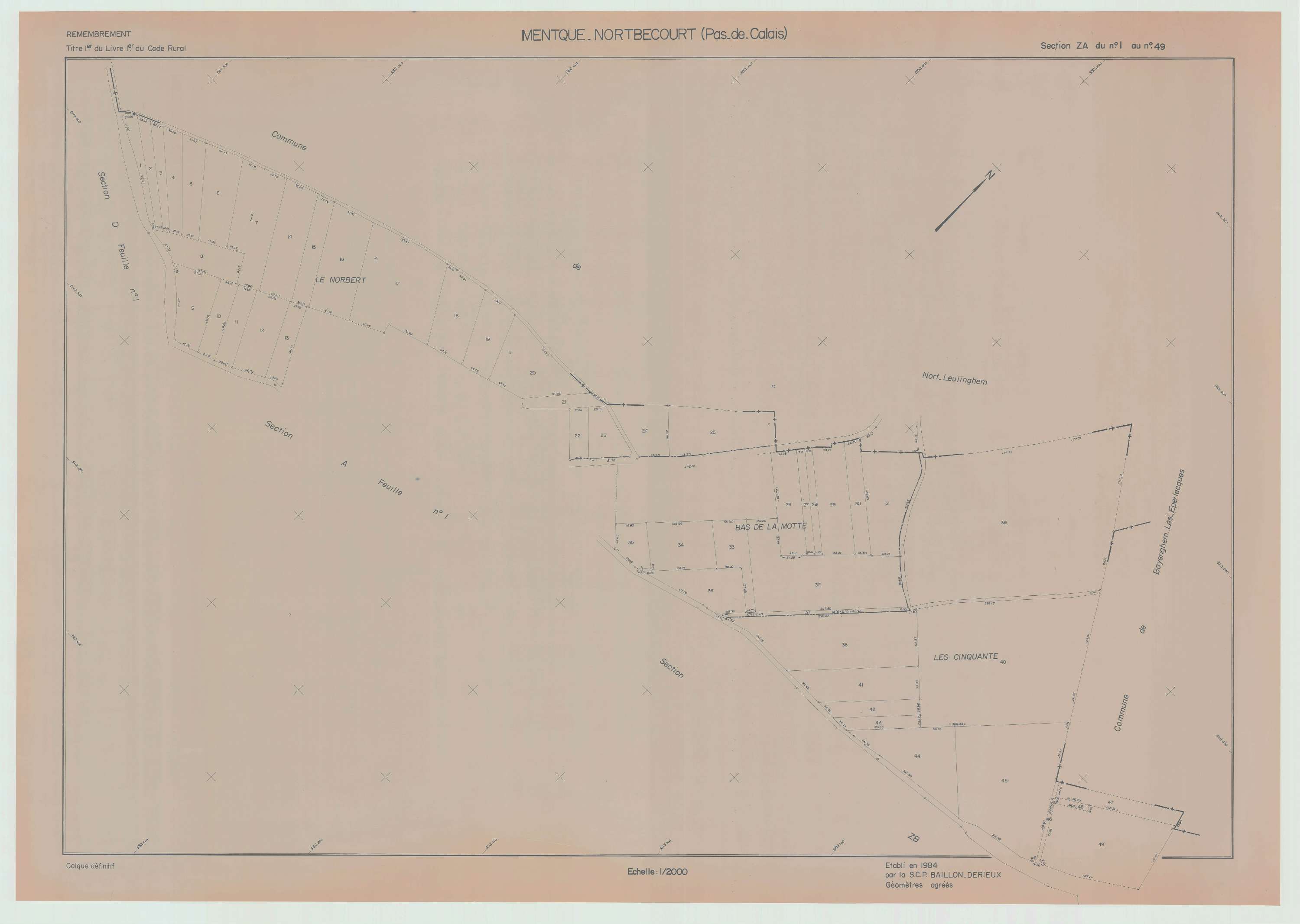Mentque-Nortbécourt - Plan de remembrement : section ZA.