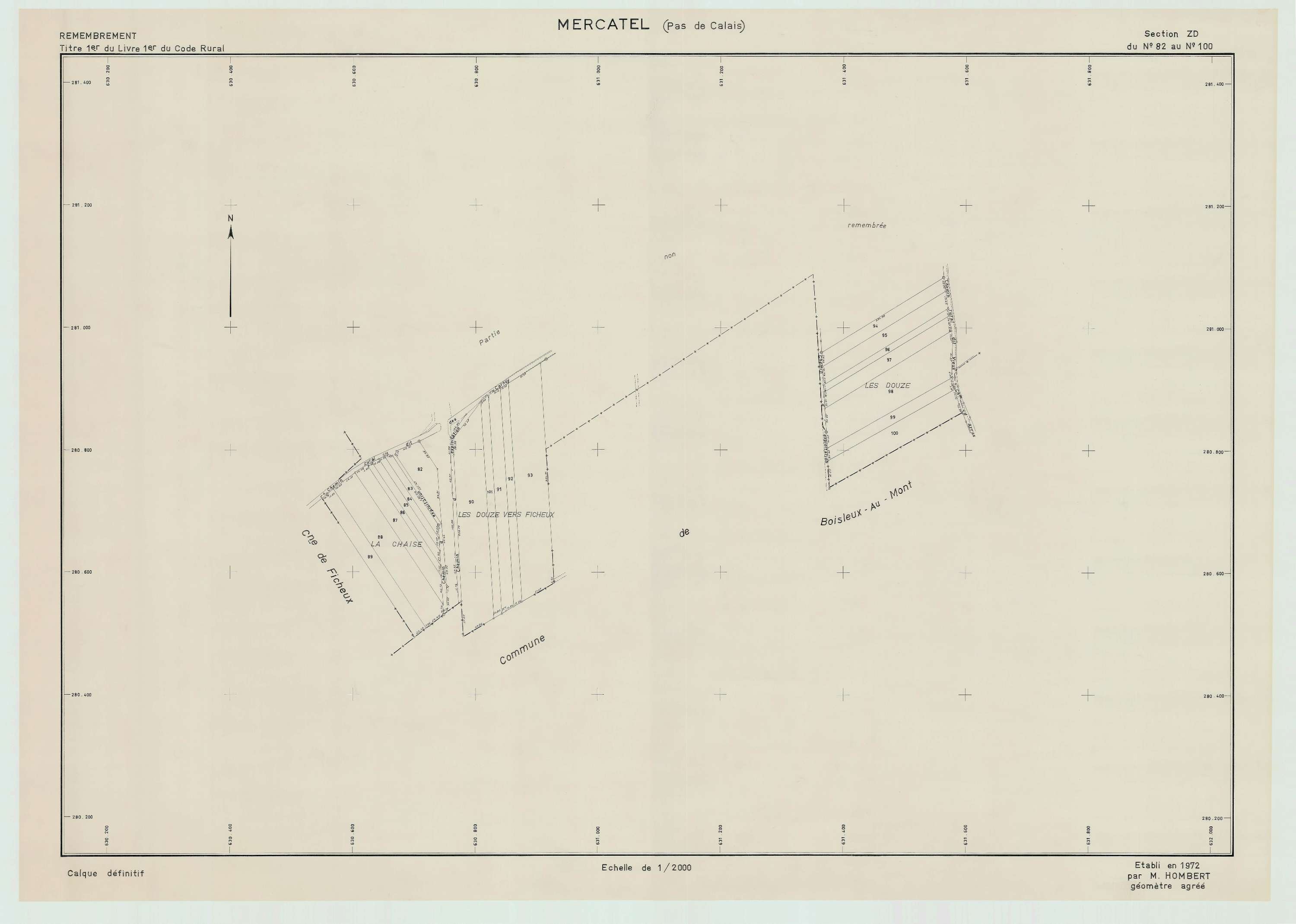 Mercatel - Plan de remembrement : section ZD.