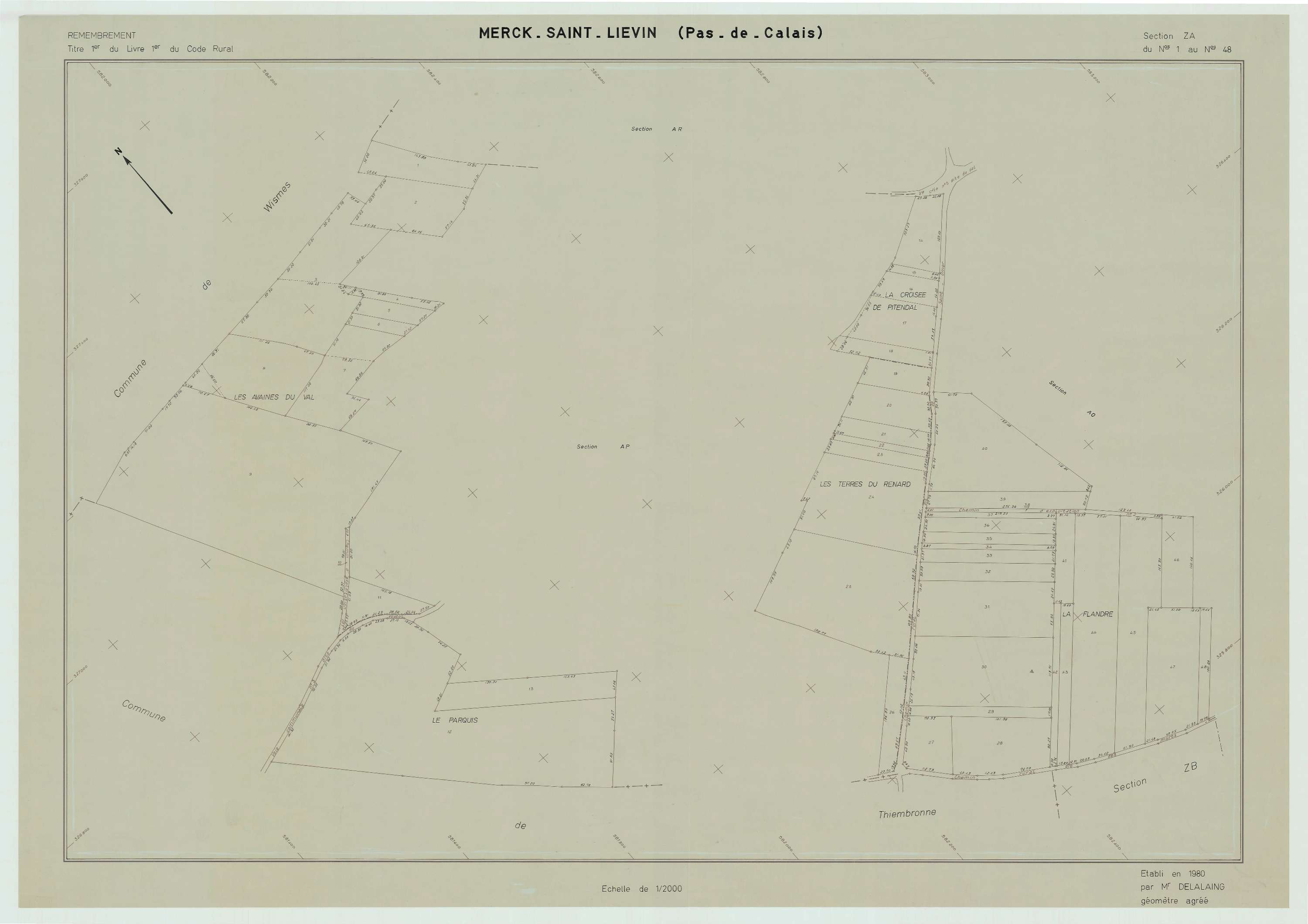Merck-Saint-Liévin - Plan de remembrement : section ZA.