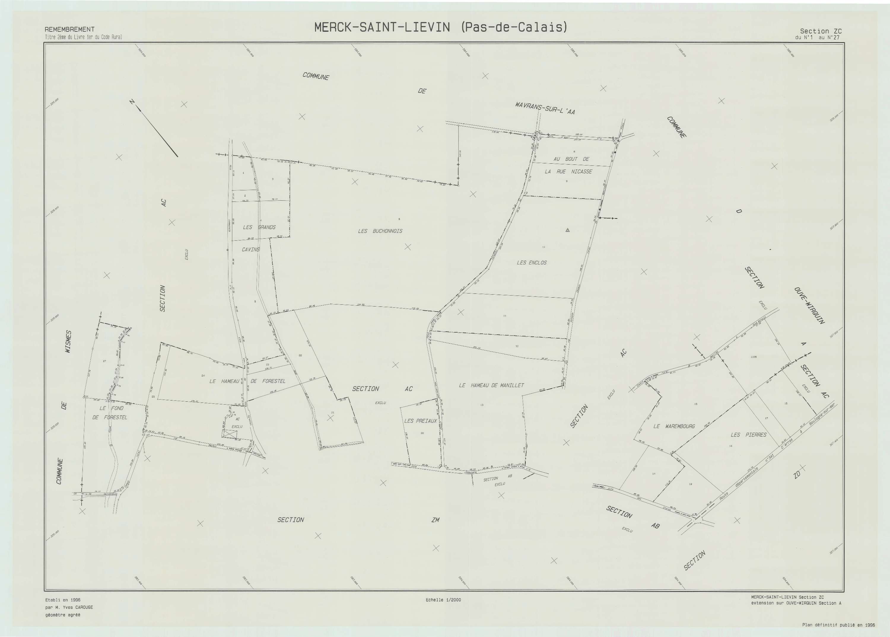Merck-Saint-Liévin - Plan de remembrement : section ZC.