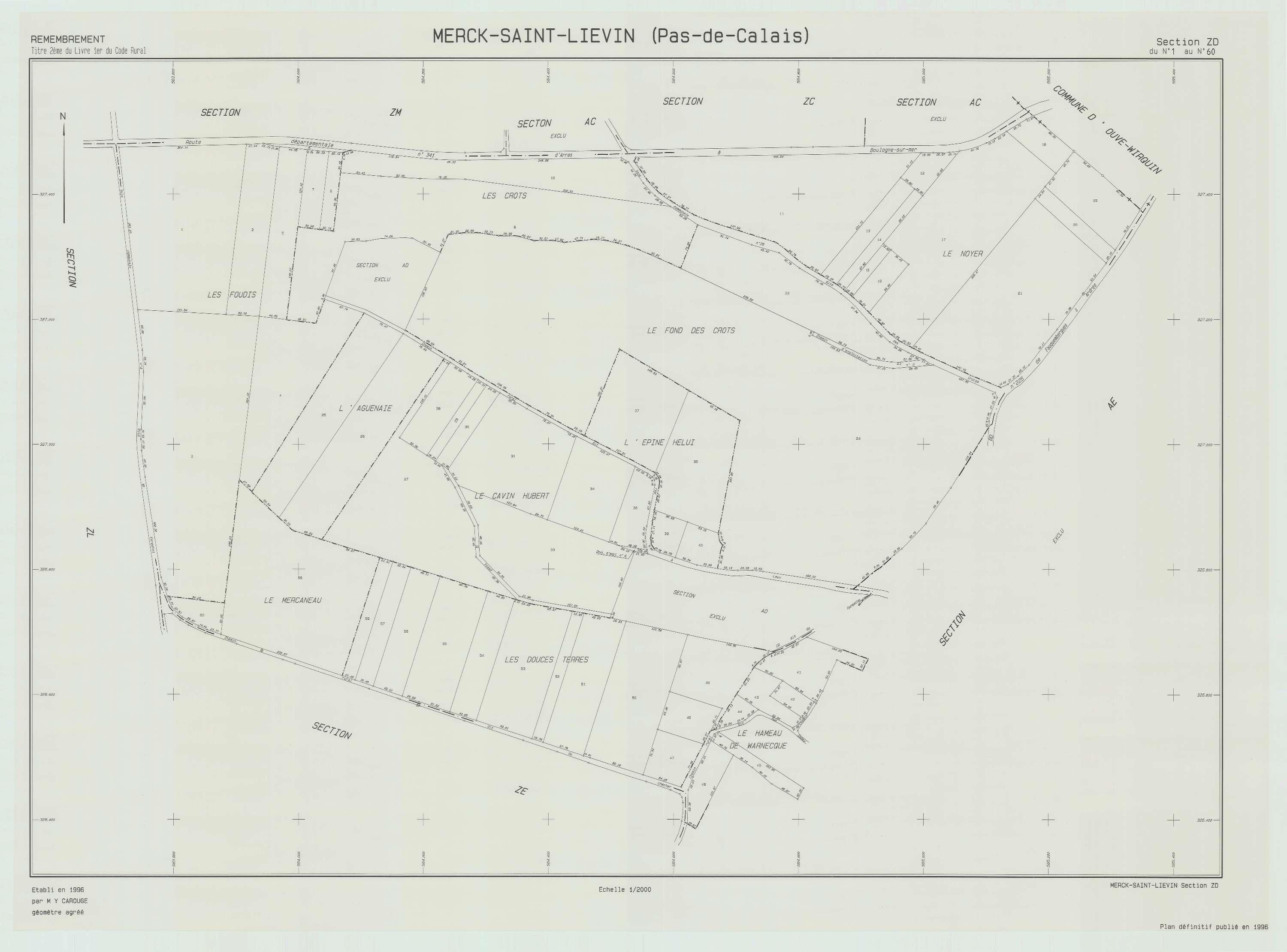 Merck-Saint-Liévin - Plan de remembrement : section ZD.