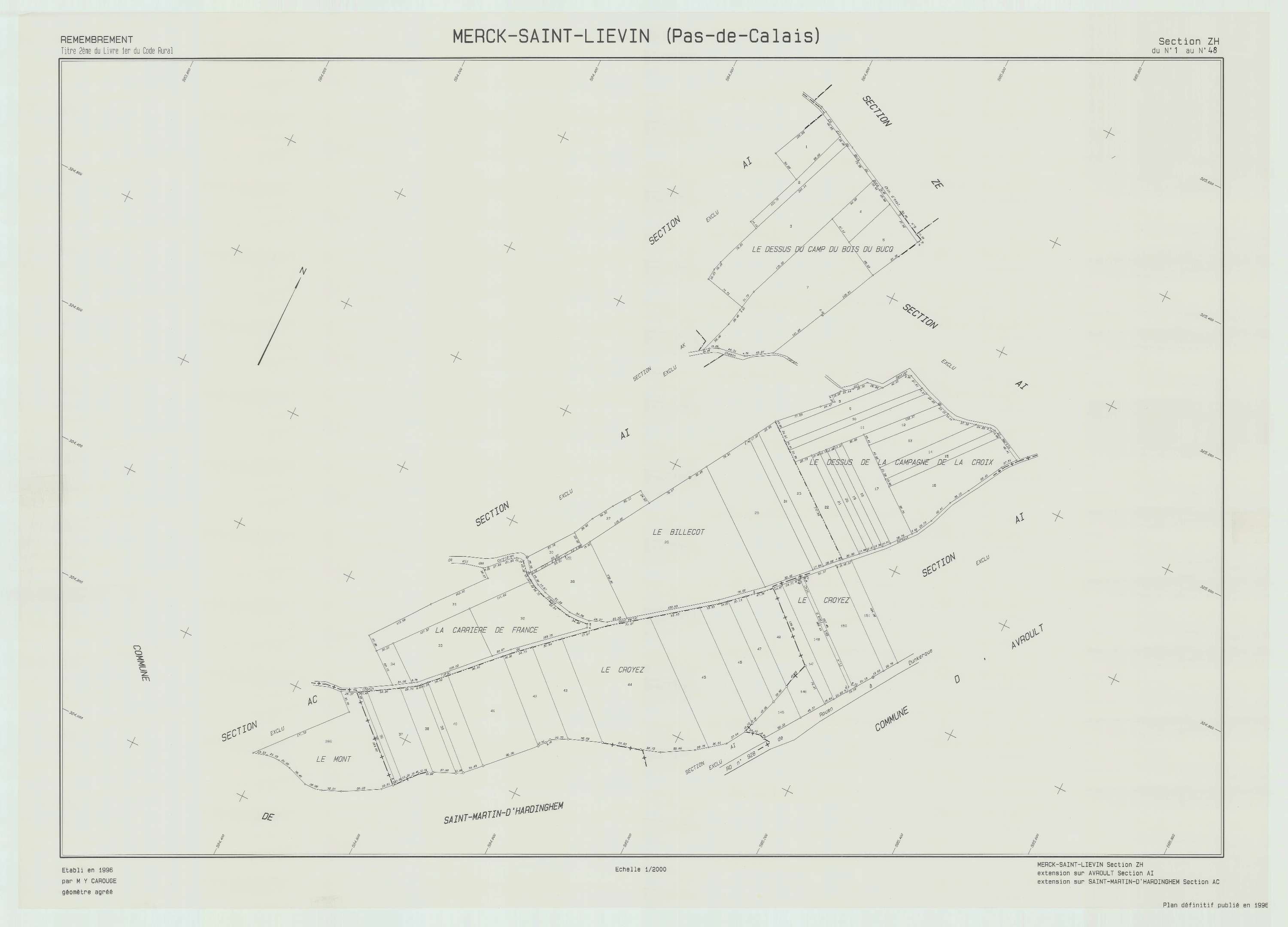Merck-Saint-Liévin - Plan de remembrement : section ZH.