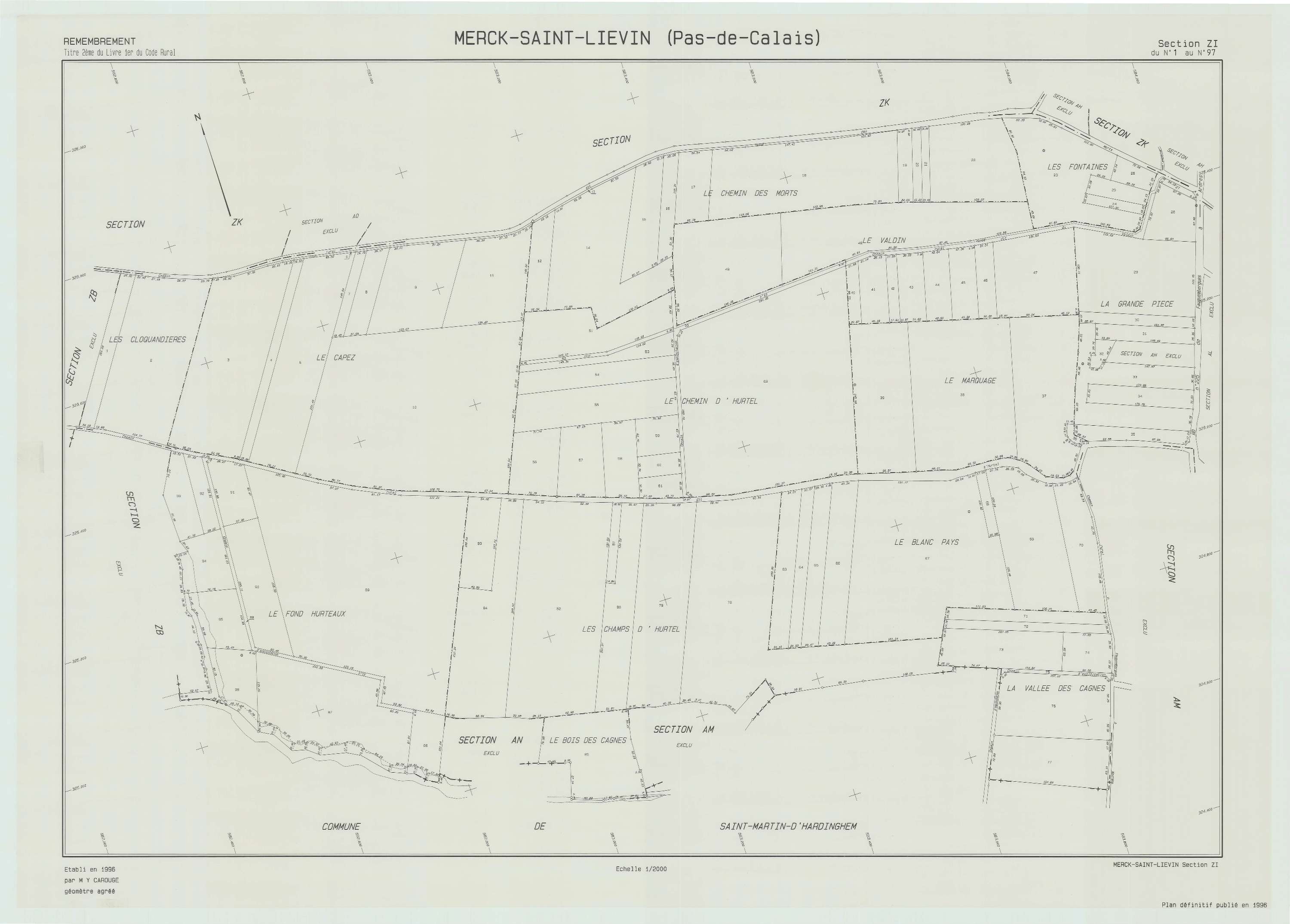 Merck-Saint-Liévin - Plan de remembrement : section ZI.