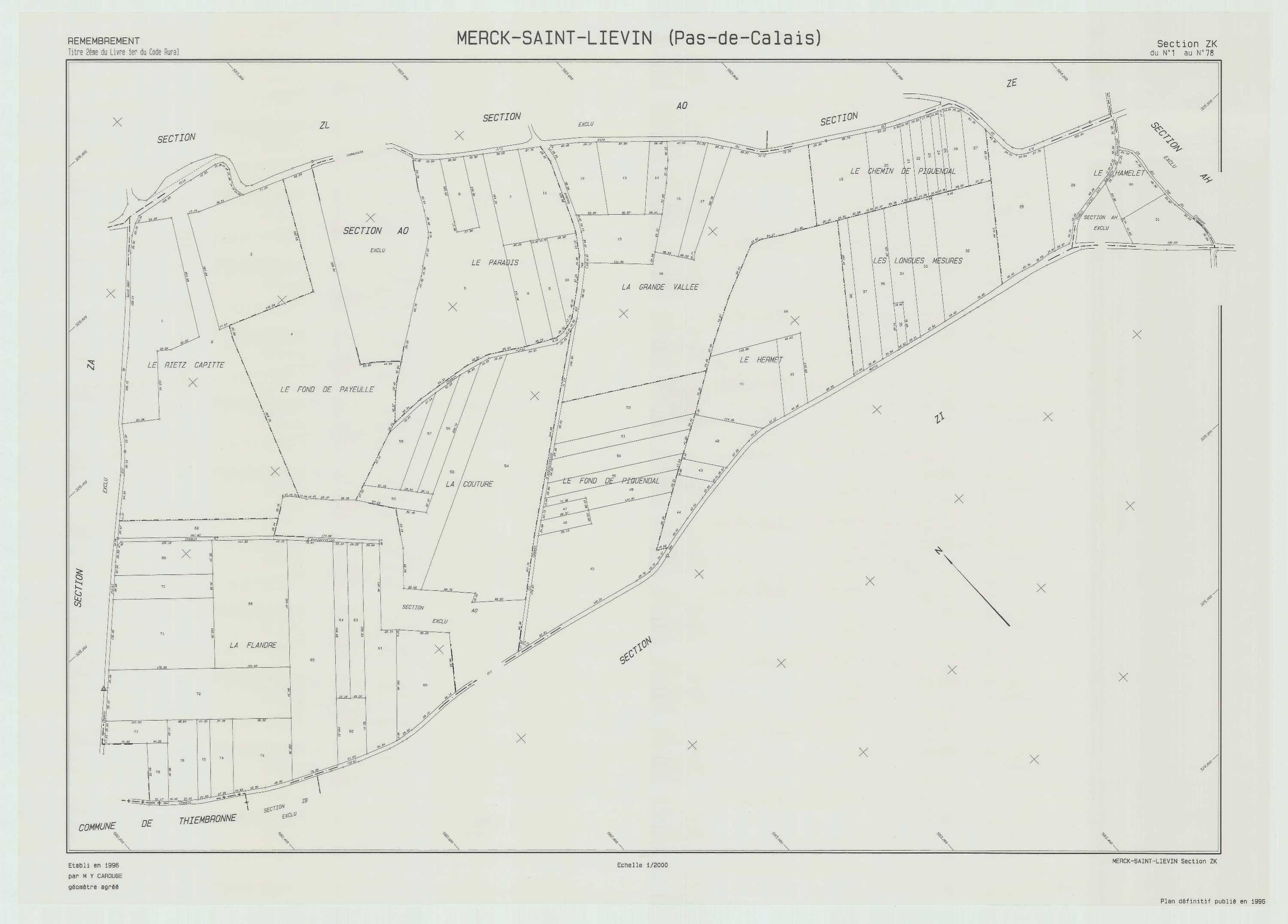 Merck-Saint-Liévin - Plan de remembrement : section ZK.