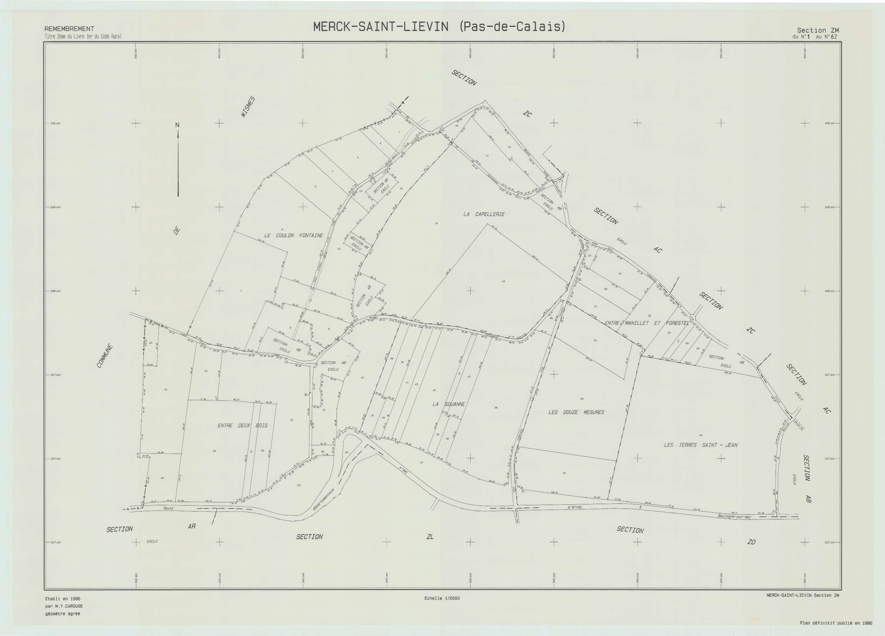 Merck-Saint-Liévin - Plan de remembrement : section ZM.
