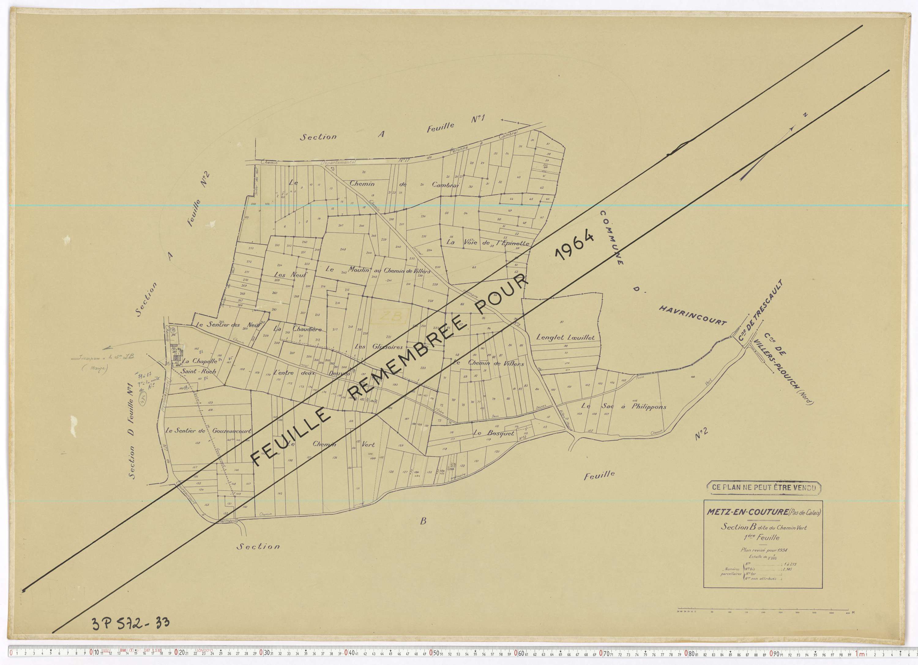 Metz-en-Couture - Section B, feuille 1.