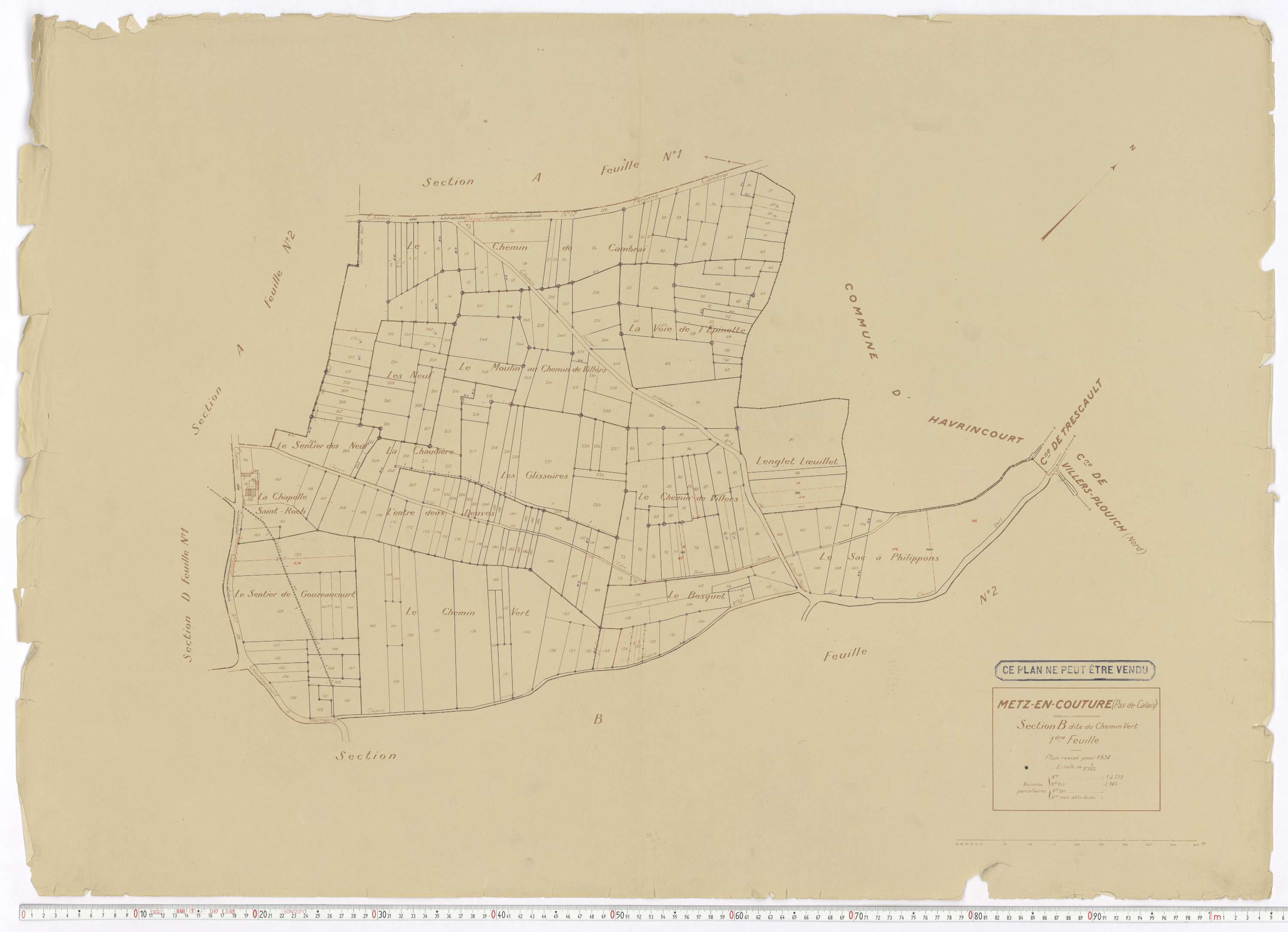 Metz-en-Couture - Section B, feuille 1.