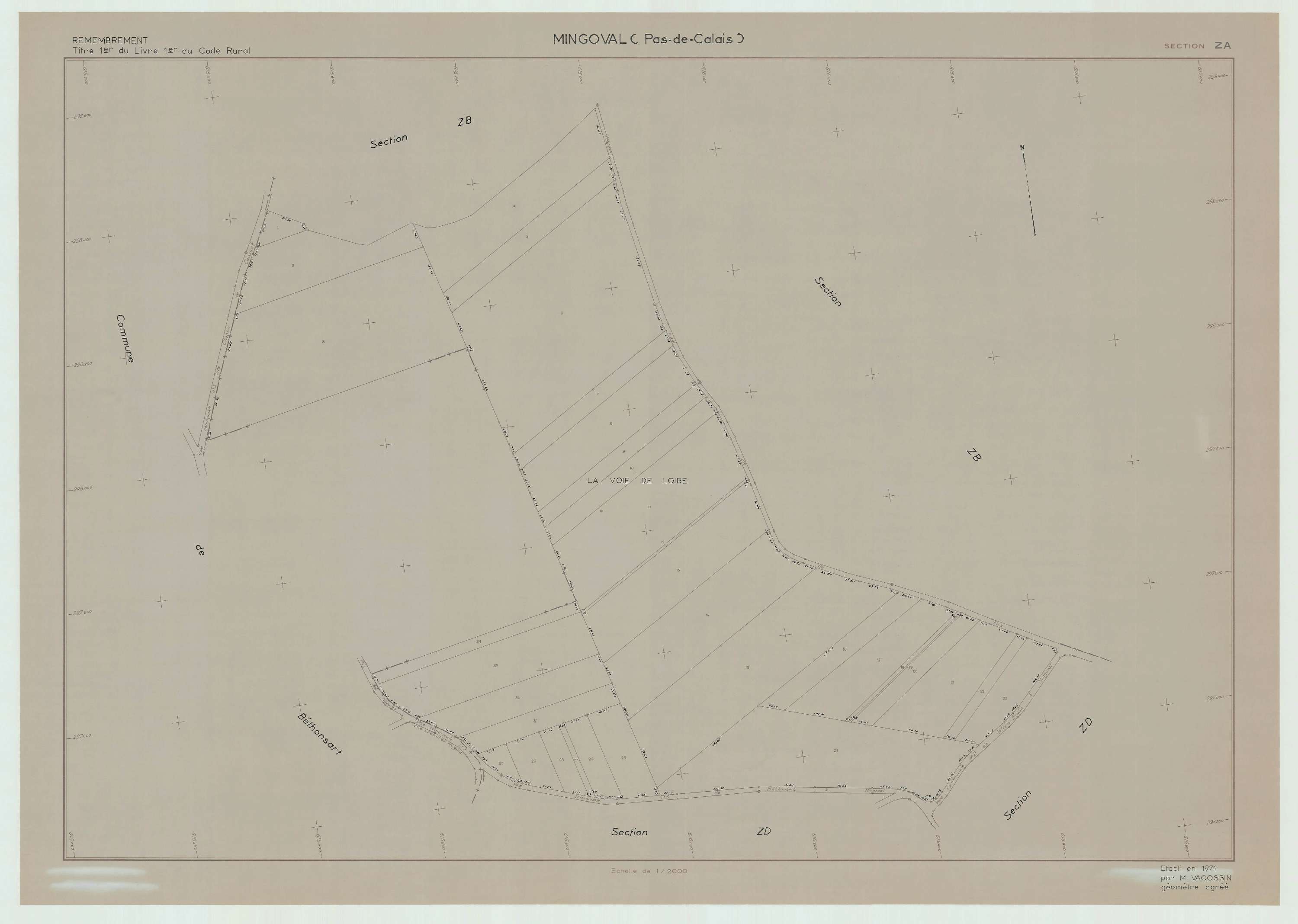 Mingoval - Plan de remembrement : section ZA.