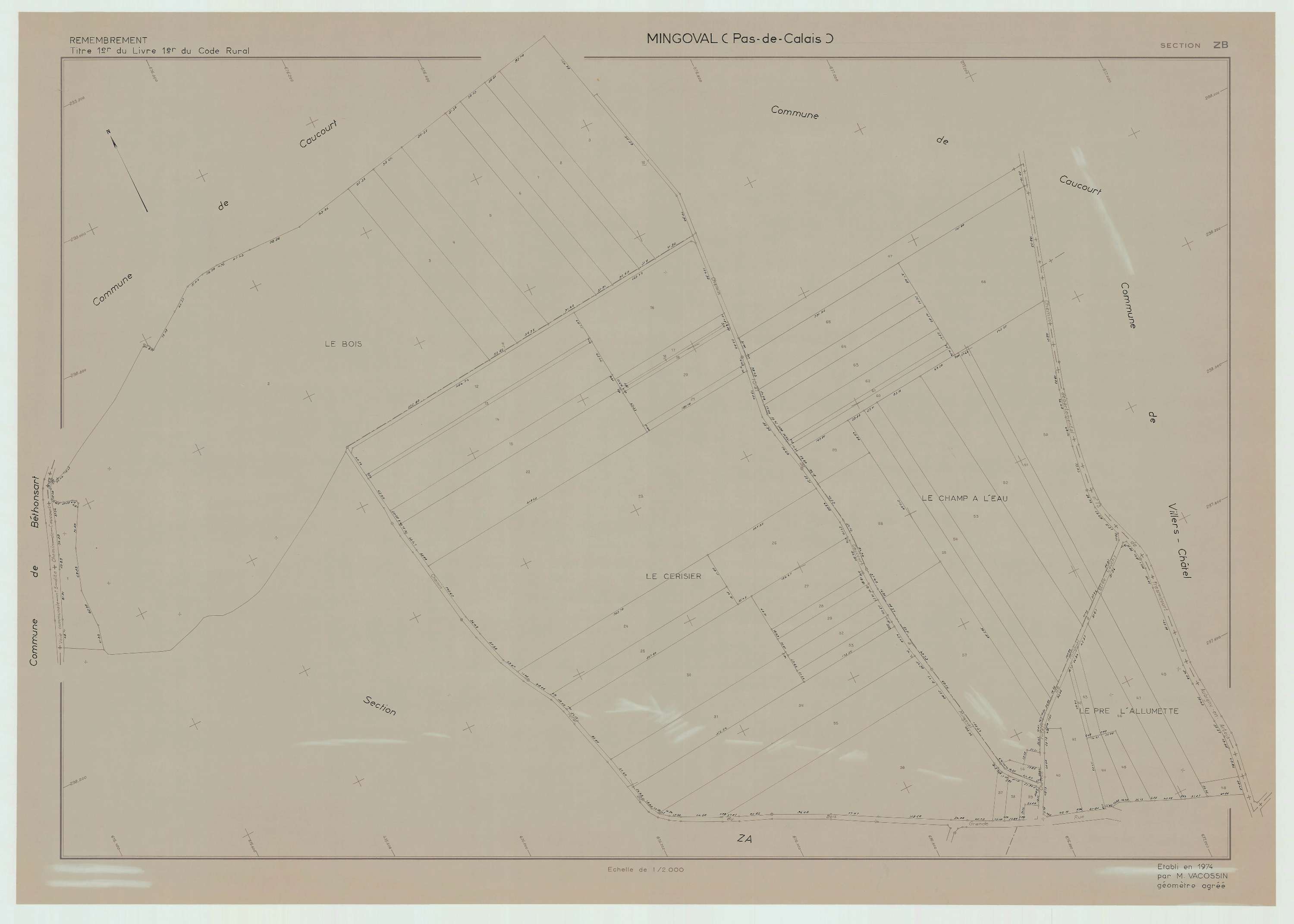 Mingoval - Plan de remembrement : section ZB.