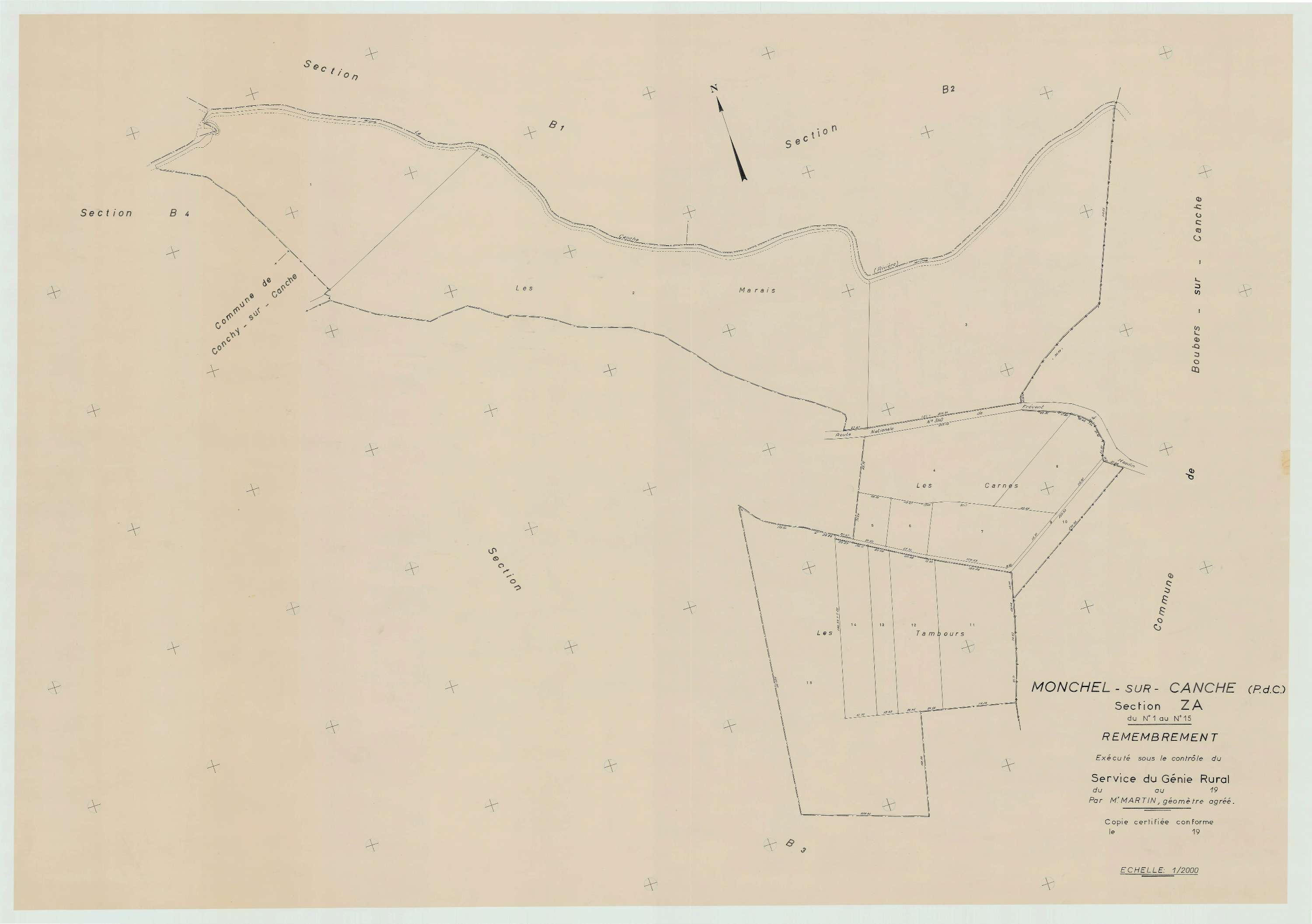 Monchel-sur-Canche - Plan de remembrement : section ZA.