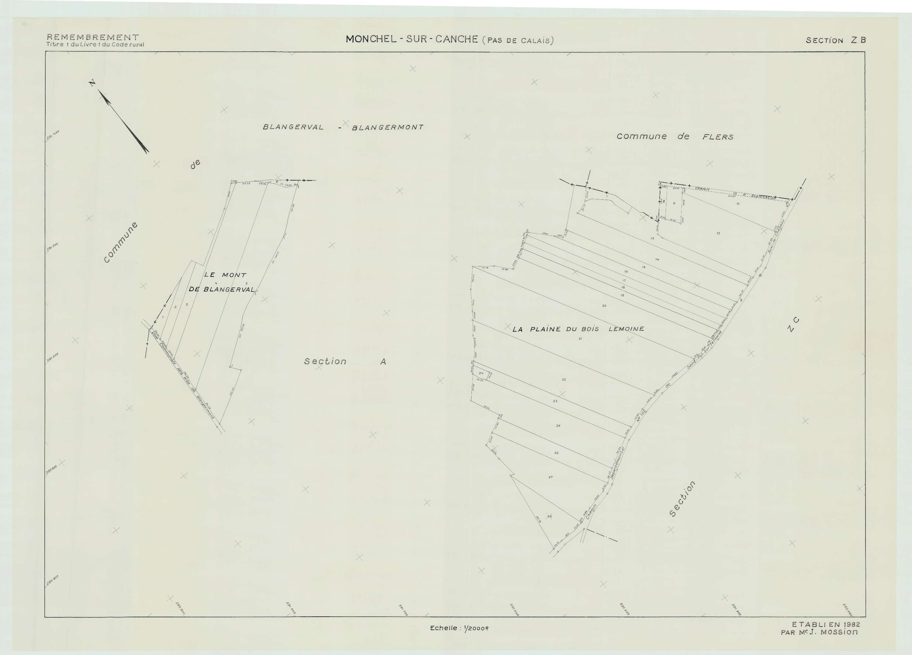 Monchel-sur-Canche - Plan de remembrement : section ZB.