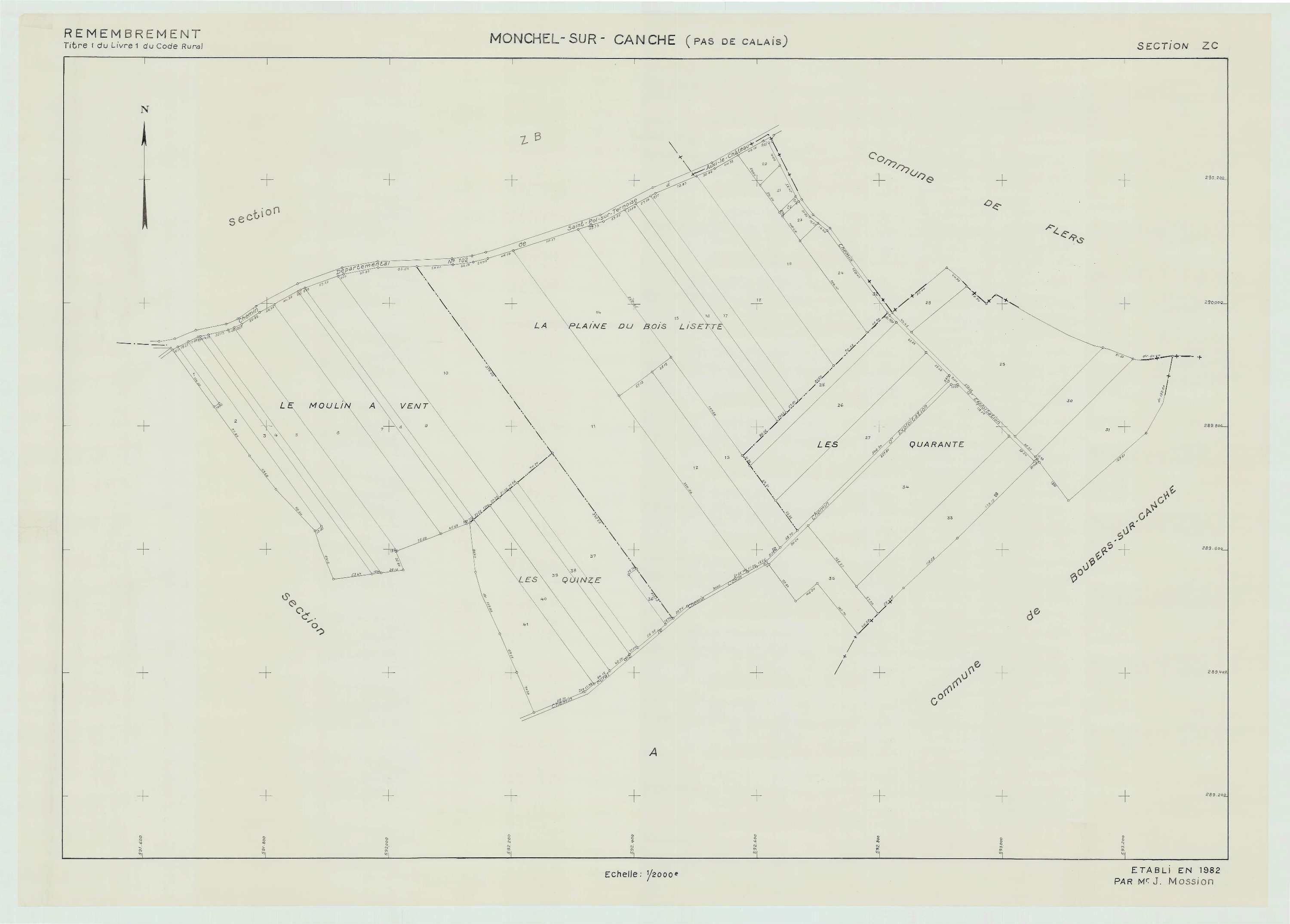 Monchel-sur-Canche - Plan de remembrement : section ZC.