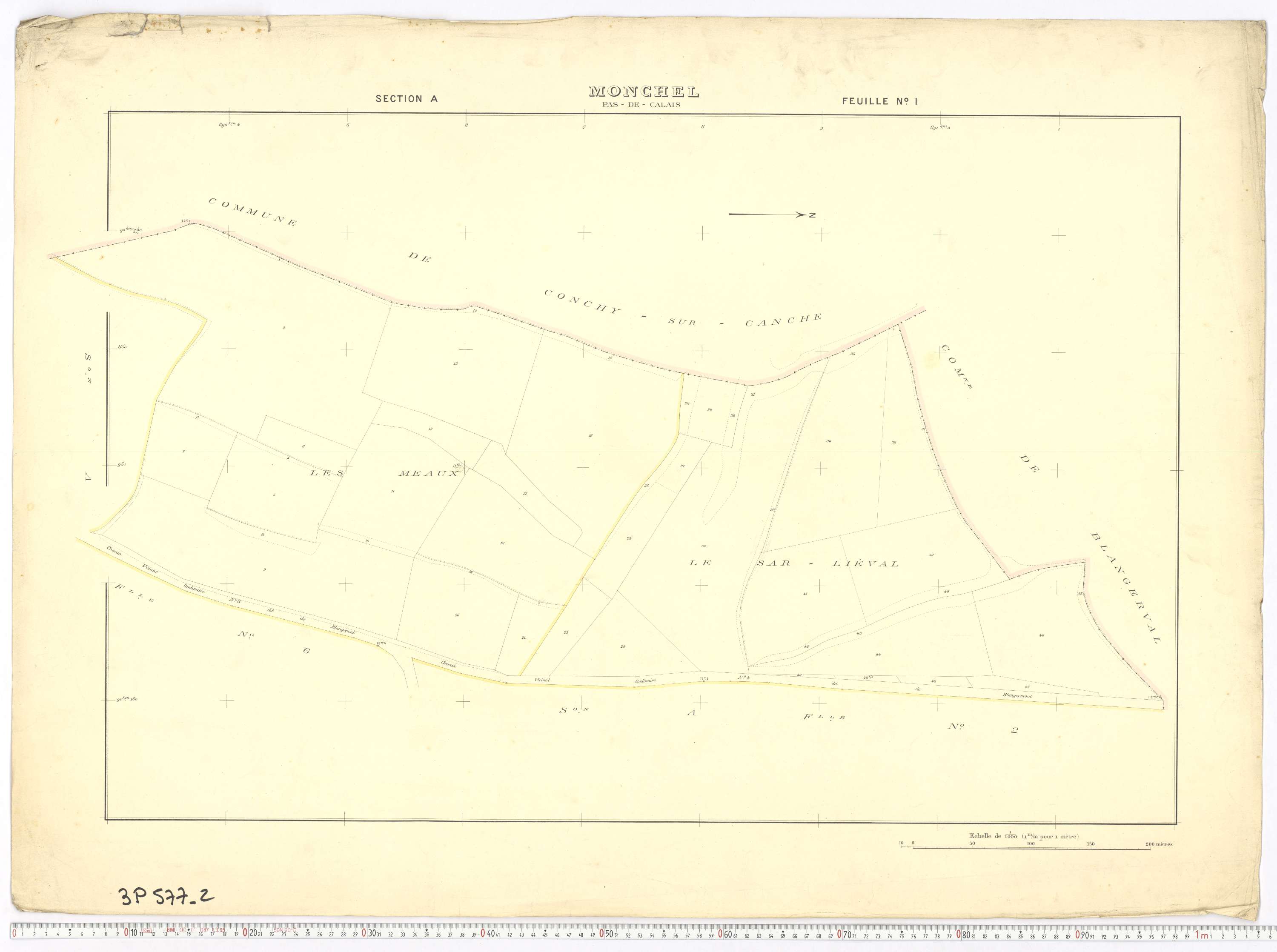 Monchel-sur-Canche - Section A, feuille 1.