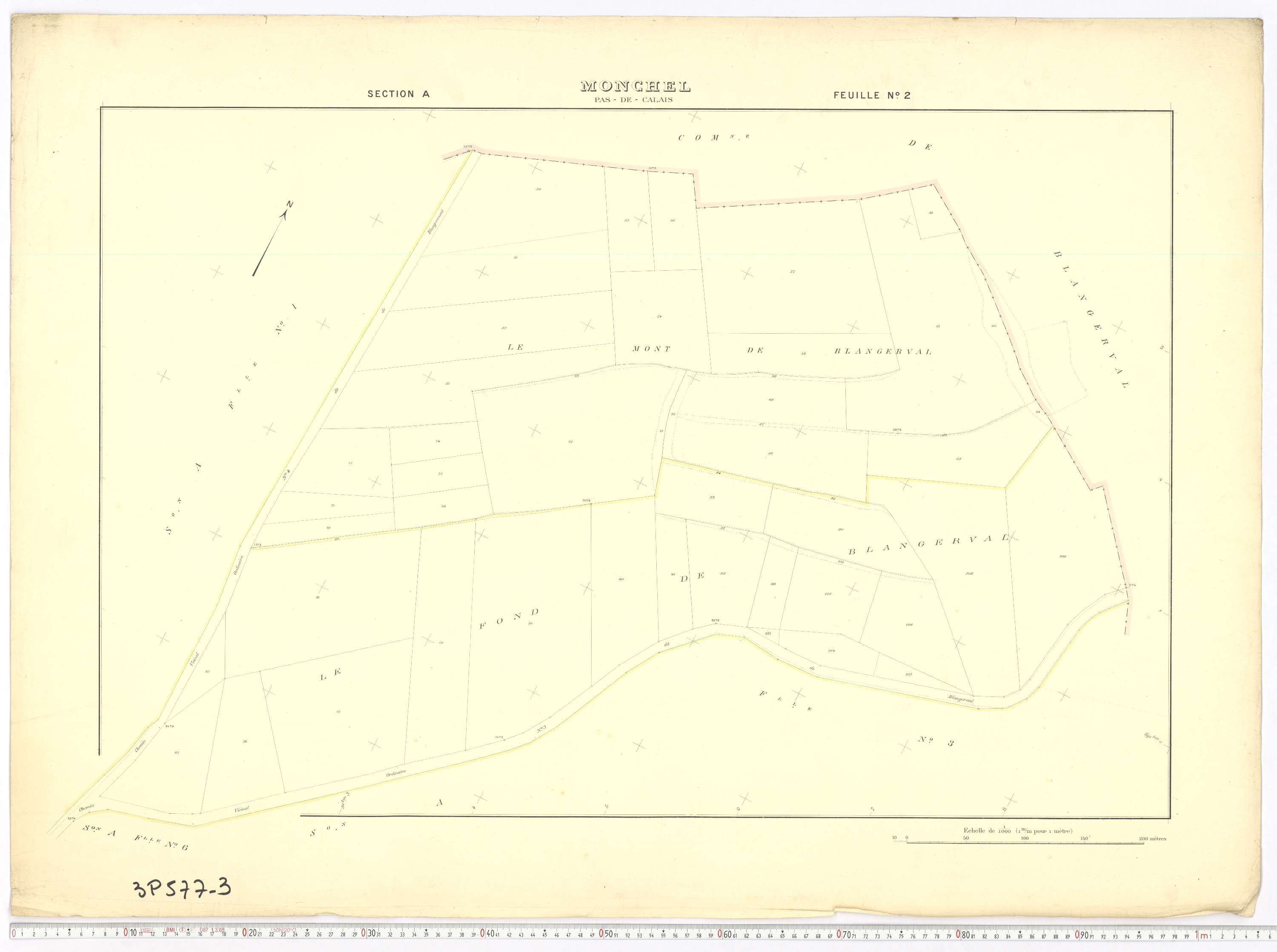 Monchel-sur-Canche - Section A, feuille 2.