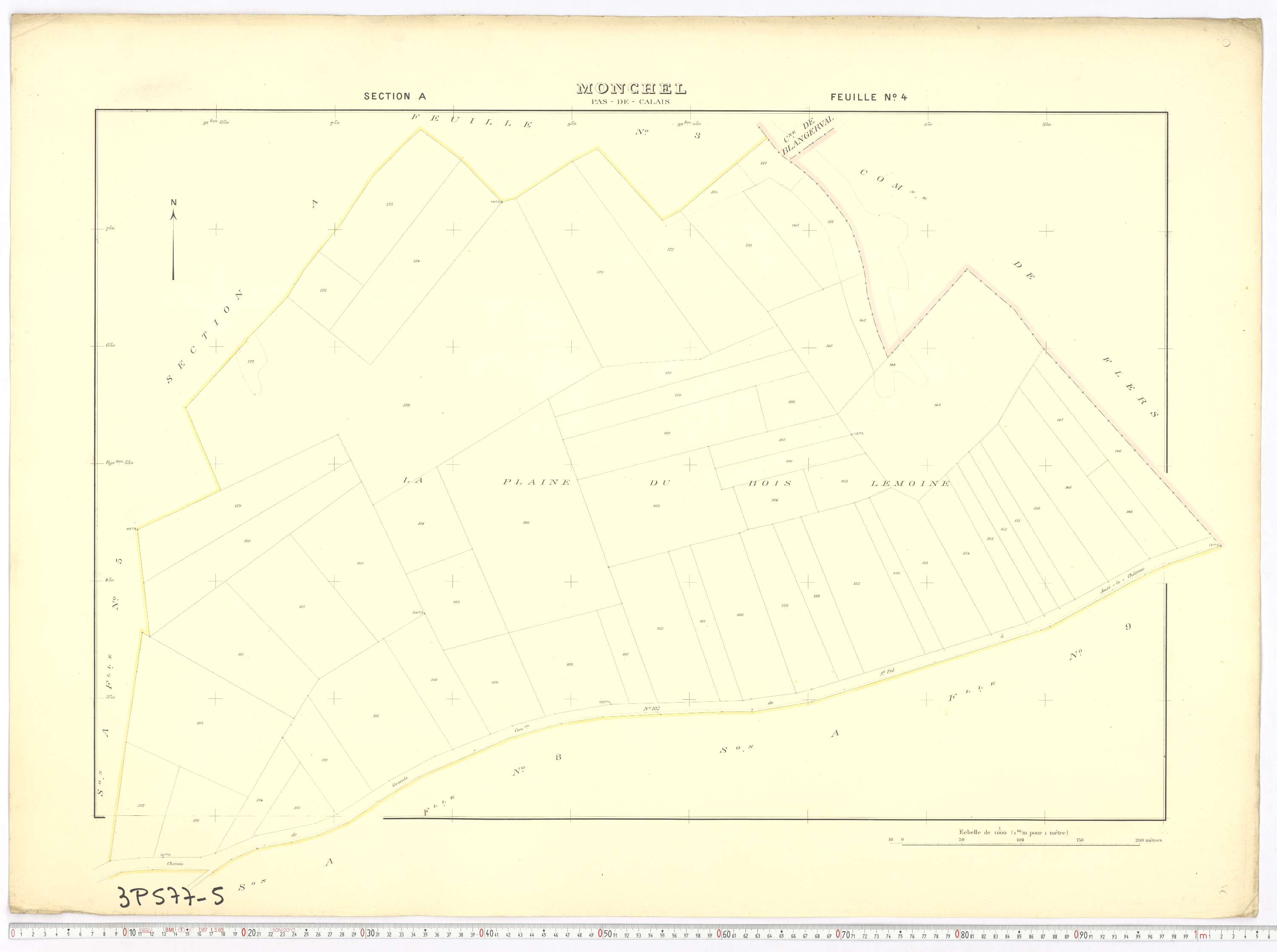 Monchel-sur-Canche - Section A, feuille 4.