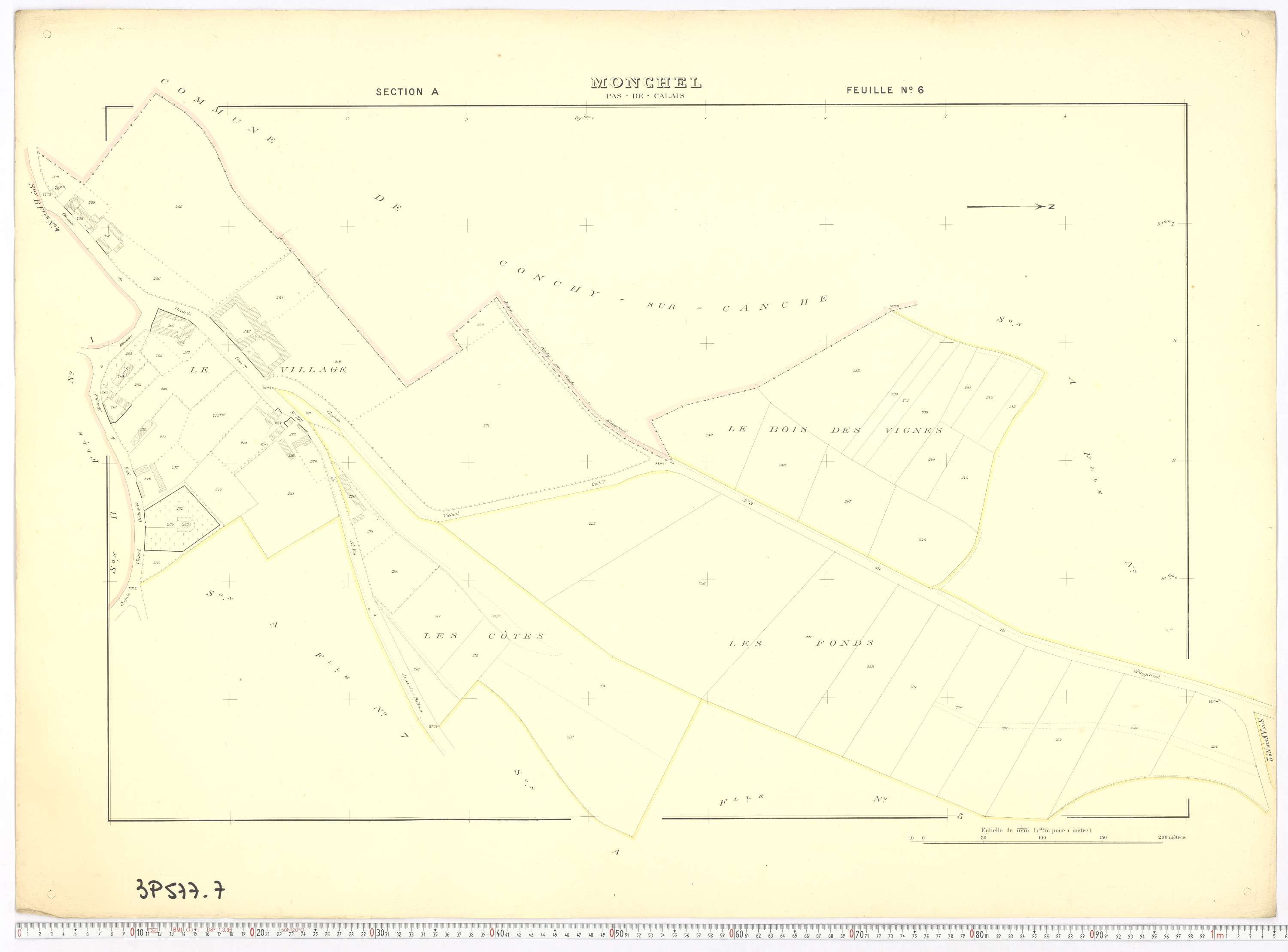Monchel-sur-Canche - Section A, feuille 6.