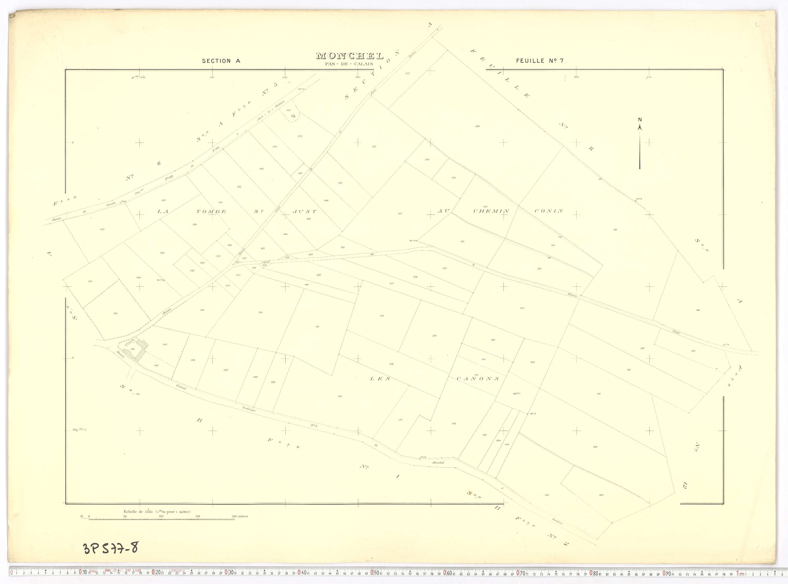 Monchel-sur-Canche - Section A, feuille 7.