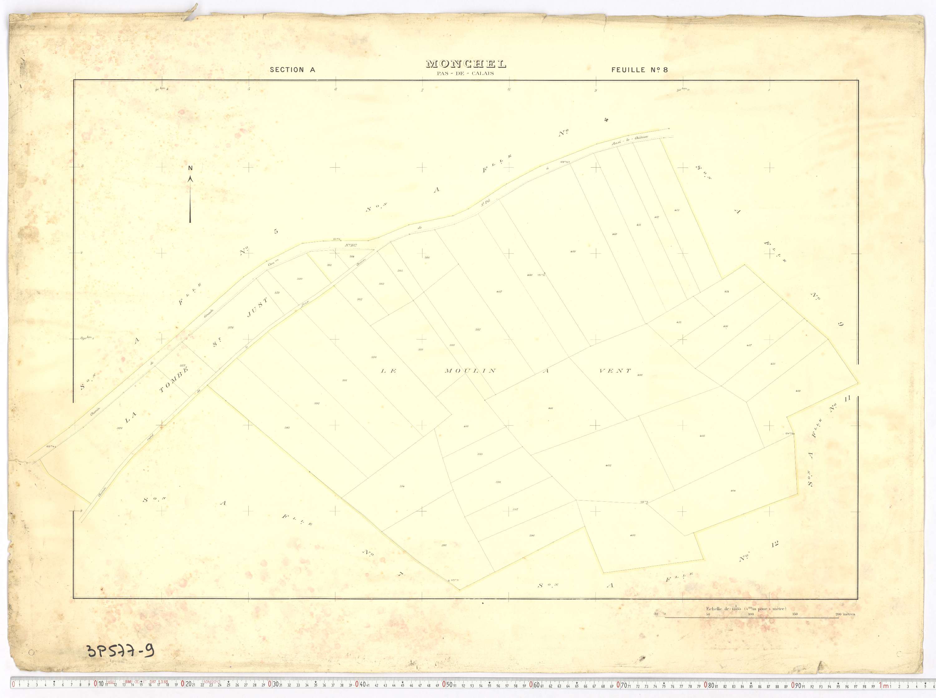 Monchel-sur-Canche - Section A, feuille 8.
