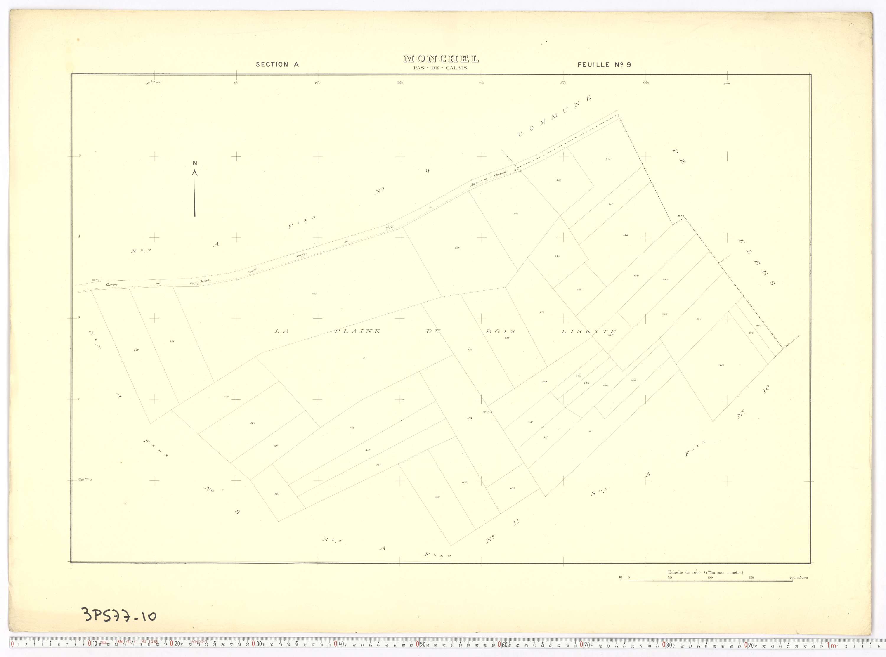 Monchel-sur-Canche - Section A, feuille 9.