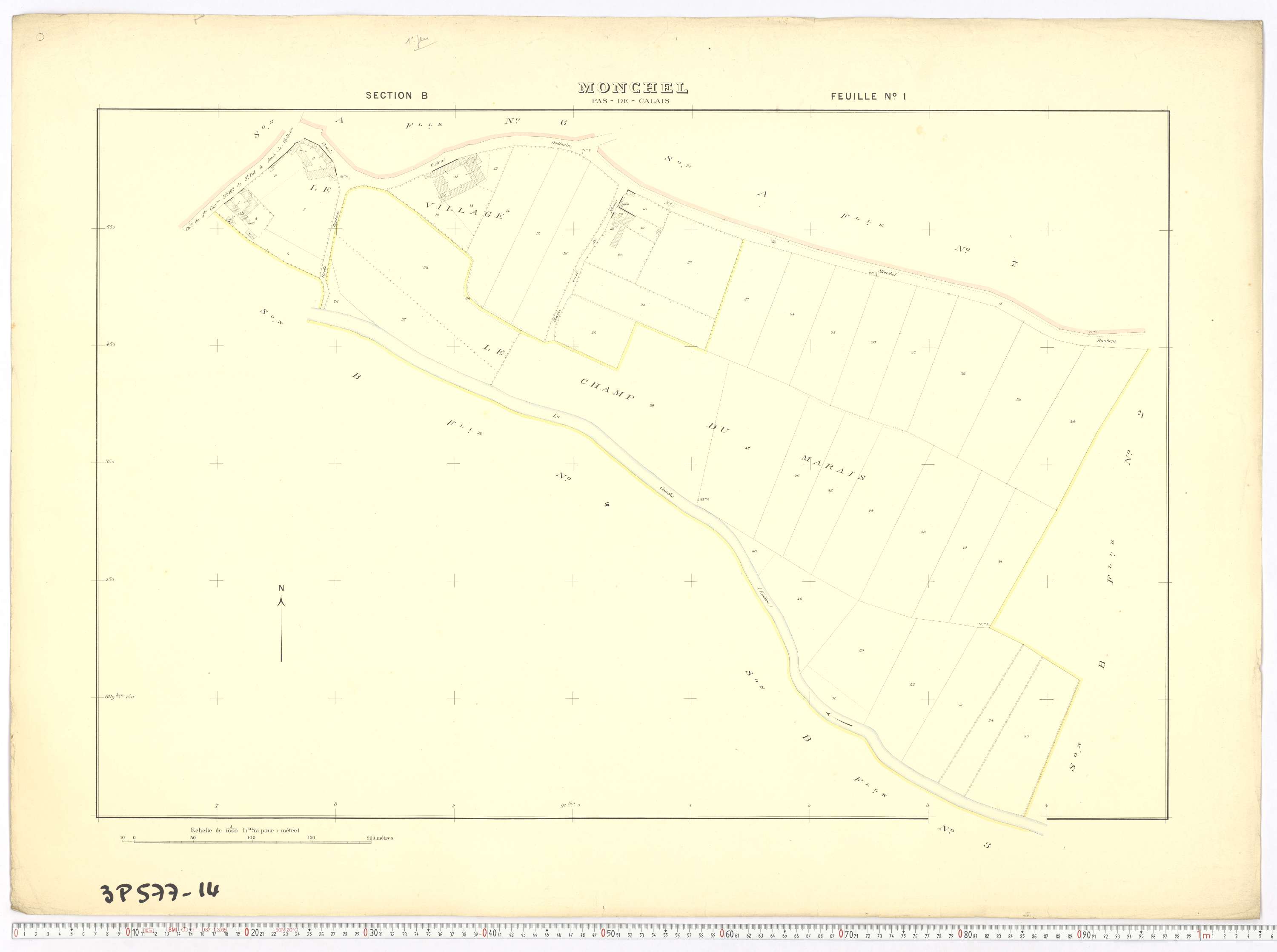 Monchel-sur-Canche - Section B, feuille 1.