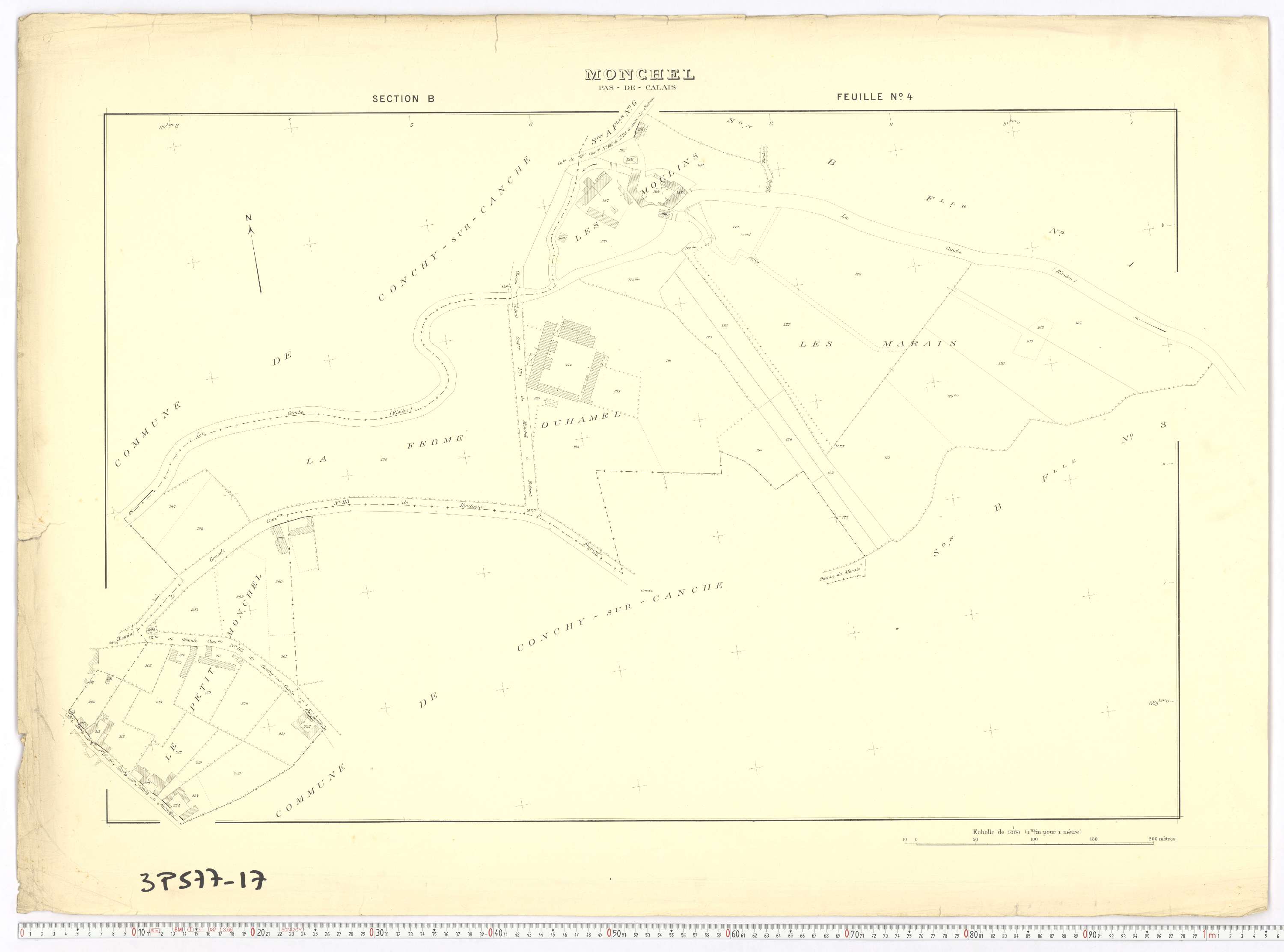 Monchel-sur-Canche - Section B, feuille 4.
