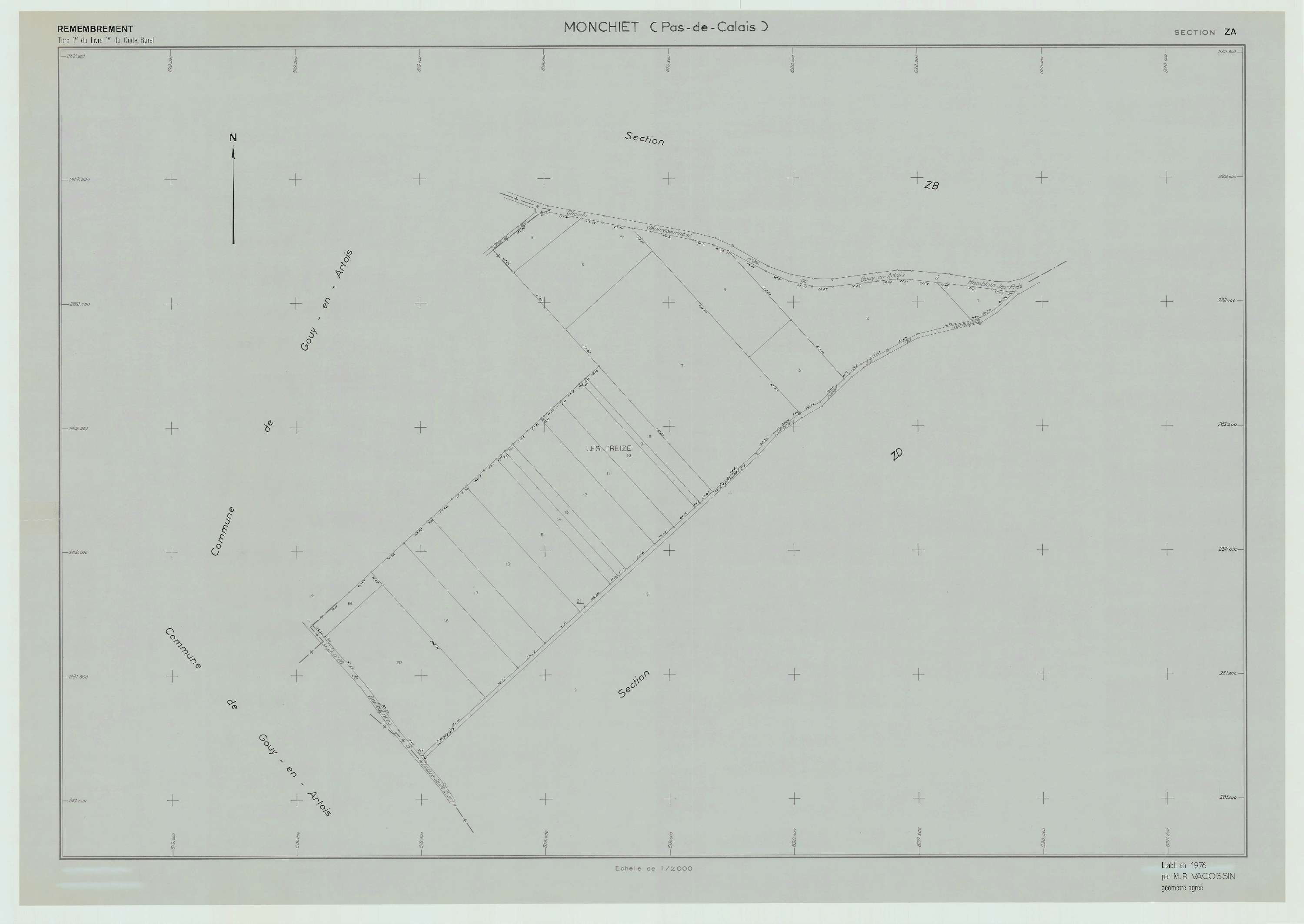 Monchiet - Plan de remembrement : section ZA.
