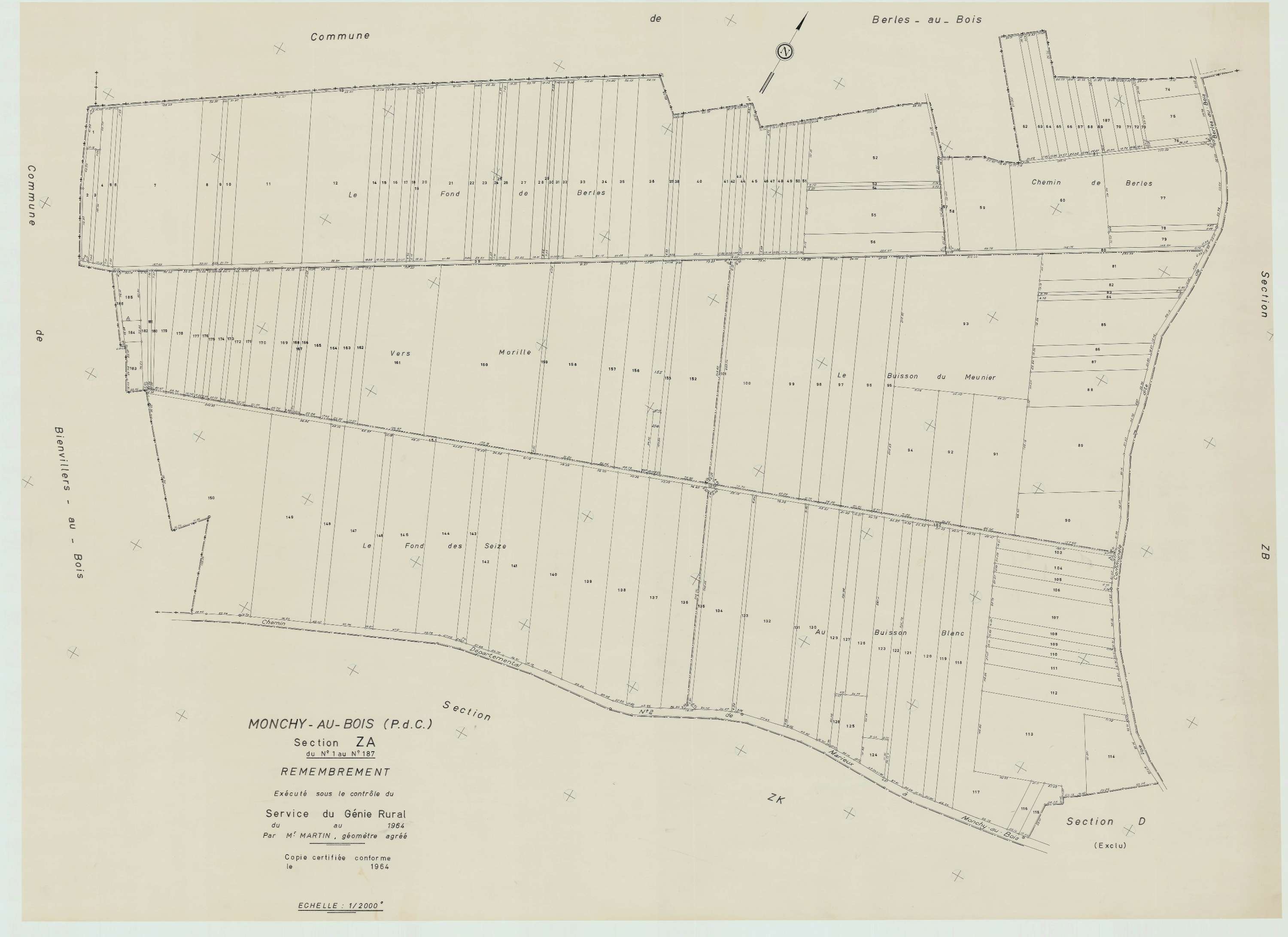 Monchy-au-Bois - Plan de remembrement : section ZA.
