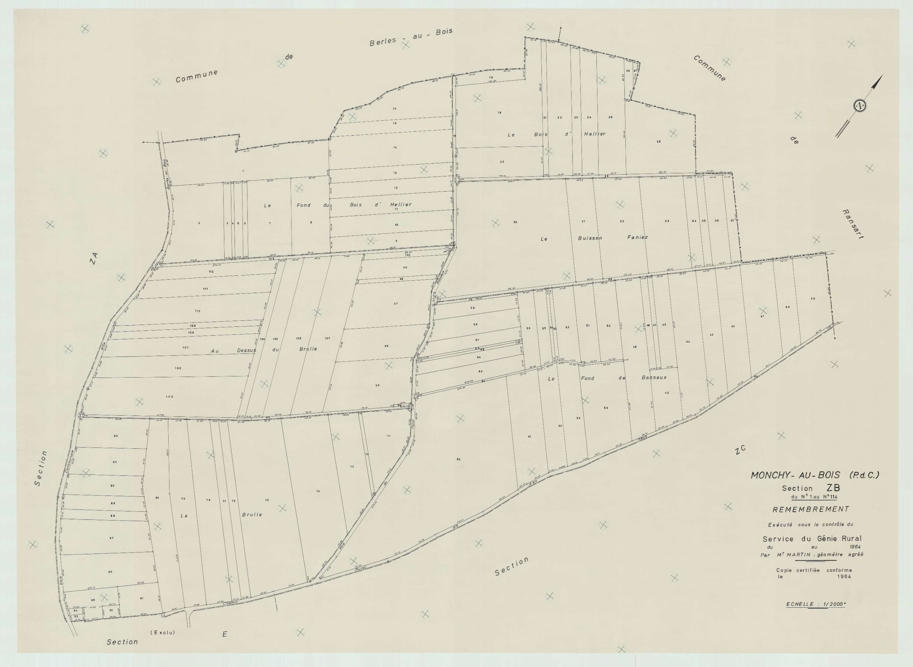 Monchy-au-Bois - Plan de remembrement : section ZB.